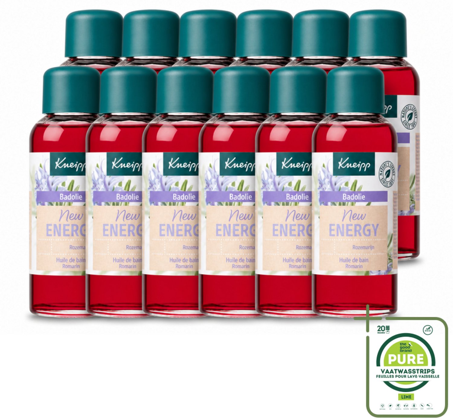 12 x Kneipp - Badolie - Rozemarijn - Voor nieuwe energie - 100 ml - Grootverpakking - Vaatwasstrips - Badolie - Energie - Rozemarijn - Verkwikkend Bad - Stimulerend Bad