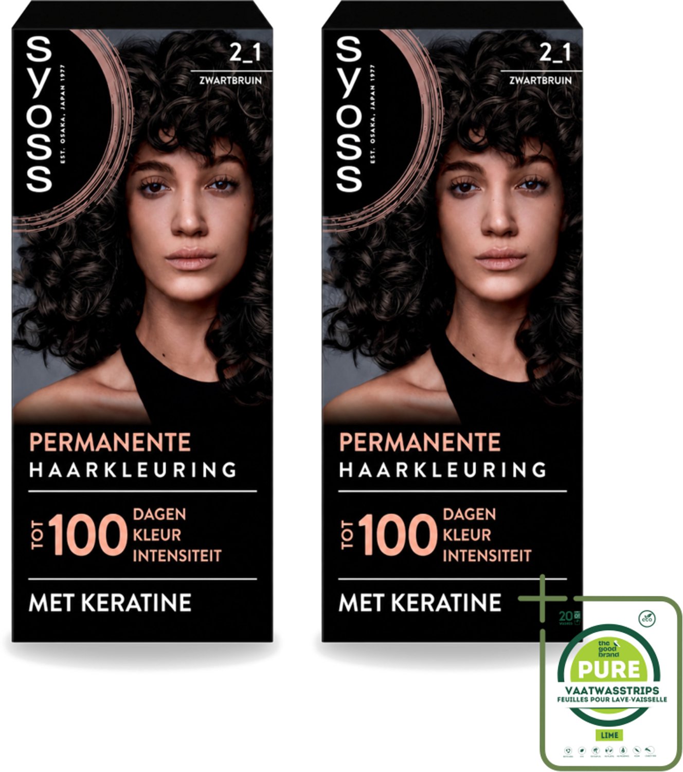 2 x SYOSS - Coloration 2-1 Zwartbruin - Haarverf - Grijsdekking - Vermindert Haarbreuk - Grootverpakking - Vaatwasstrips - Haarkleur - Permanente Haarkleuring - Grijsdekking - Keratine - Haarverzorging