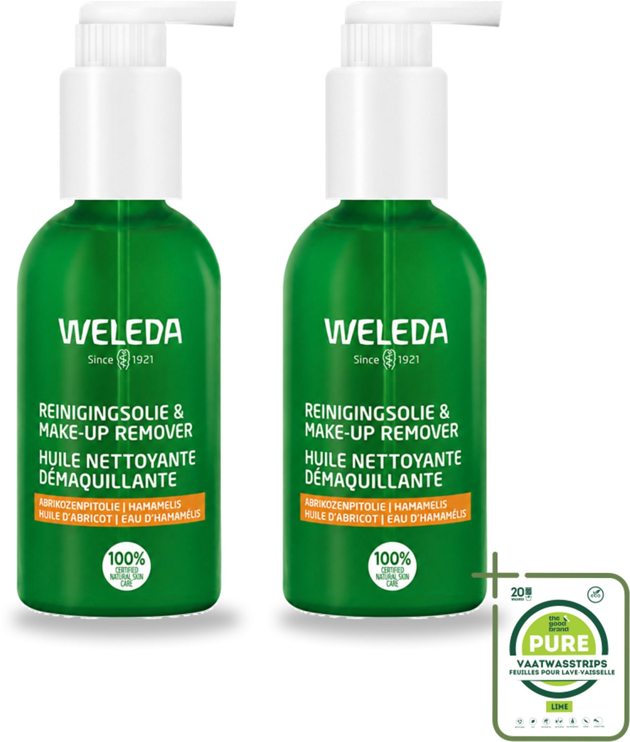 2 x WELEDA - Reinigingsolie & Make‑up Remover - 150 ml - Grootverpakking - Vaatwasstrips - Gezichtsreiniging - Make-up Verwijderen - Natuurlijke Reiniging - Waterproof Make-up Verwijderen - Gezichtsverzorging