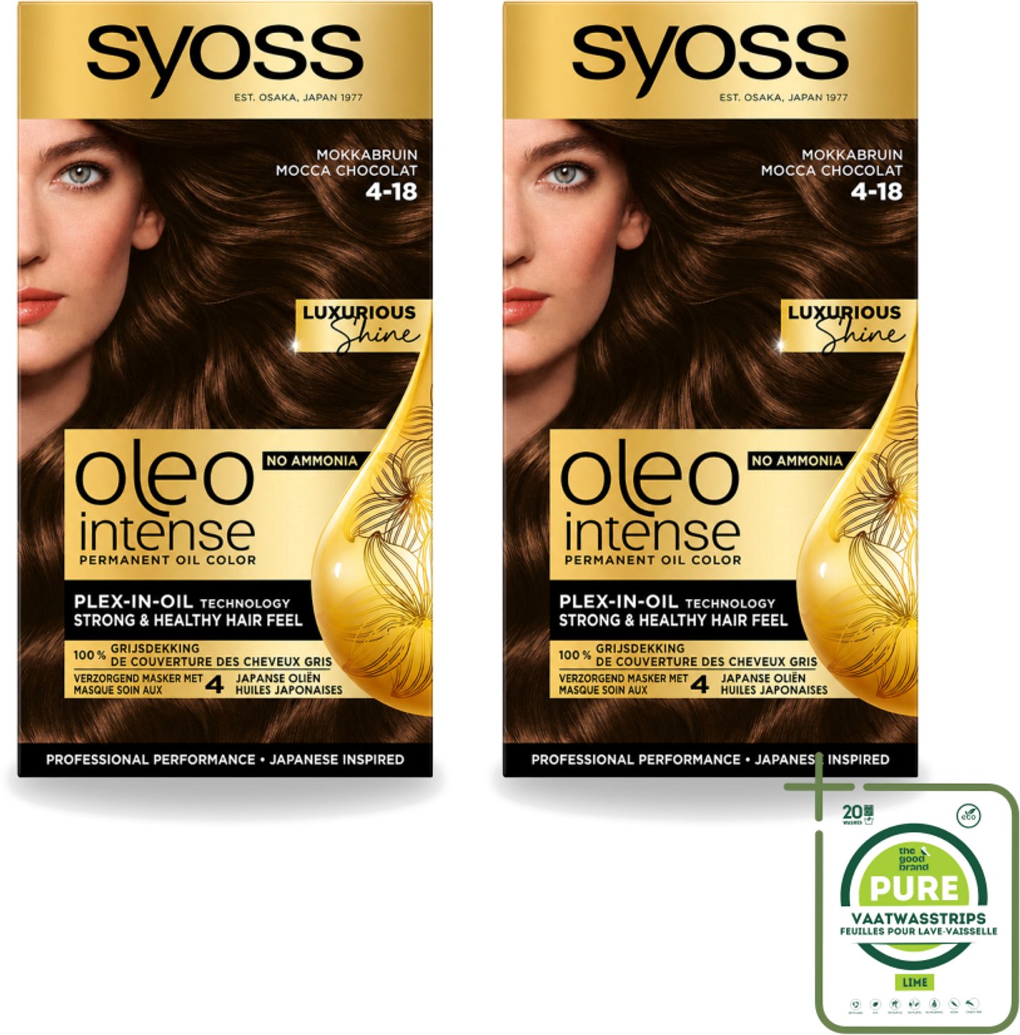 2 x SYOSS - Oleo Intense 4-18 - Haarverf - Permanente Haarkleuring - Mokkabruin - Langdurige Kleur - Grootverpakking - Vaatwasstrips - Haarkleur - Haarkleuring - Mokkabruin - Haarverzorging - Haarverzorging Zonder Ammoniak