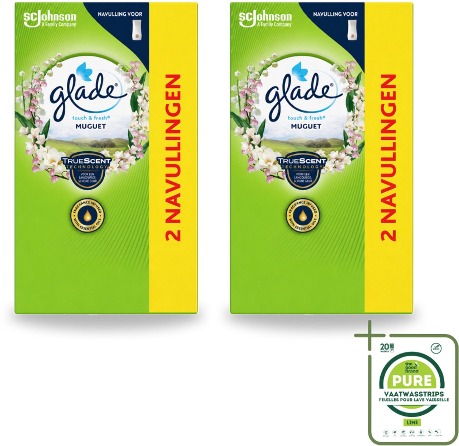 2 x Glade - Touch & Fresh Navulling - Lelietje-van-dalen - 2 × 10 ml - Grootverpakking - Navulling Muguet - Glade Touch & Fresh - Bloemige Geur - Frisse Geur - Geurverspreiding