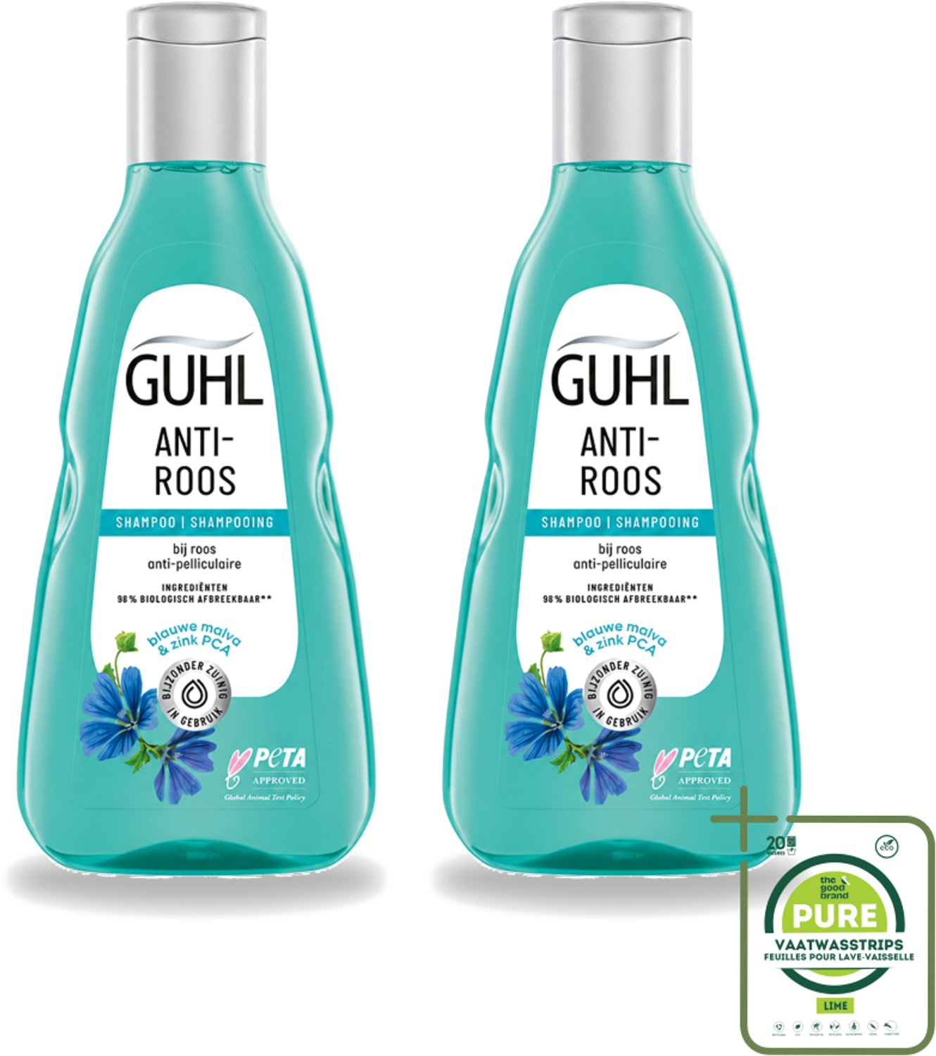2 x Guhl - Shampoo - Anti-Roos - 250 ml - Grootverpakking - Vaatwasstrips - Anti-roos Shampoo - Roosvrije Hoofdhuid - Hoofdhuid Verzorging - Roos Bestrijden - Zink Shampoo