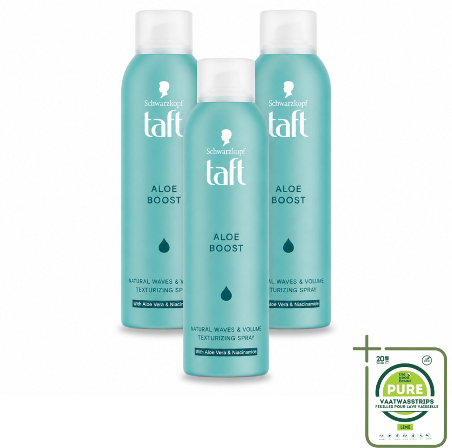 3 x Taft - Texturizing Spray - Aloe Boost - Lichtgewicht volume - 150 ml - Grootverpakking - Haarspray - Textuur - Volume - Natuurlijke Golven - Aloe Vera
