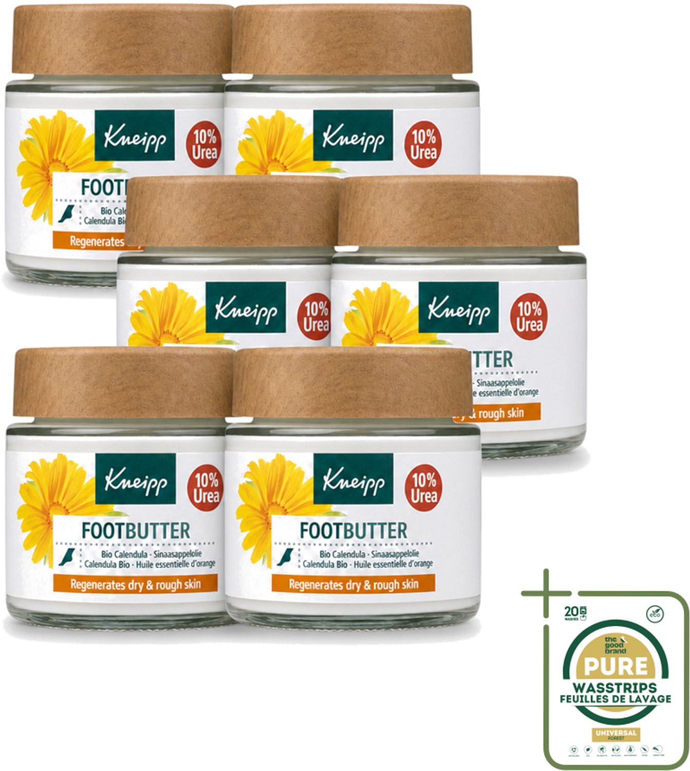 6 x Kneipp - Voetbutter - Calendula - Met citrusgeur - 100 ml - Wasstrips - Voetcrème - Voetverzorging - Voeten Verzorgen - Droge Voeten - Voetbutter
