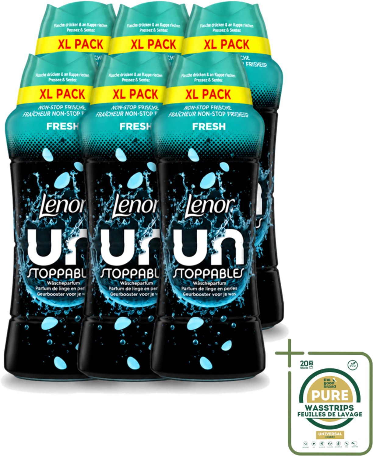 6 x Lenor Unstoppables - Geurbooster - Fris - Non-Stop Frisheid - Grootverpakking - Wasstrips - Geurbooster - Wasgeur - Frisheid - Textielverfrisser - Wasroutine