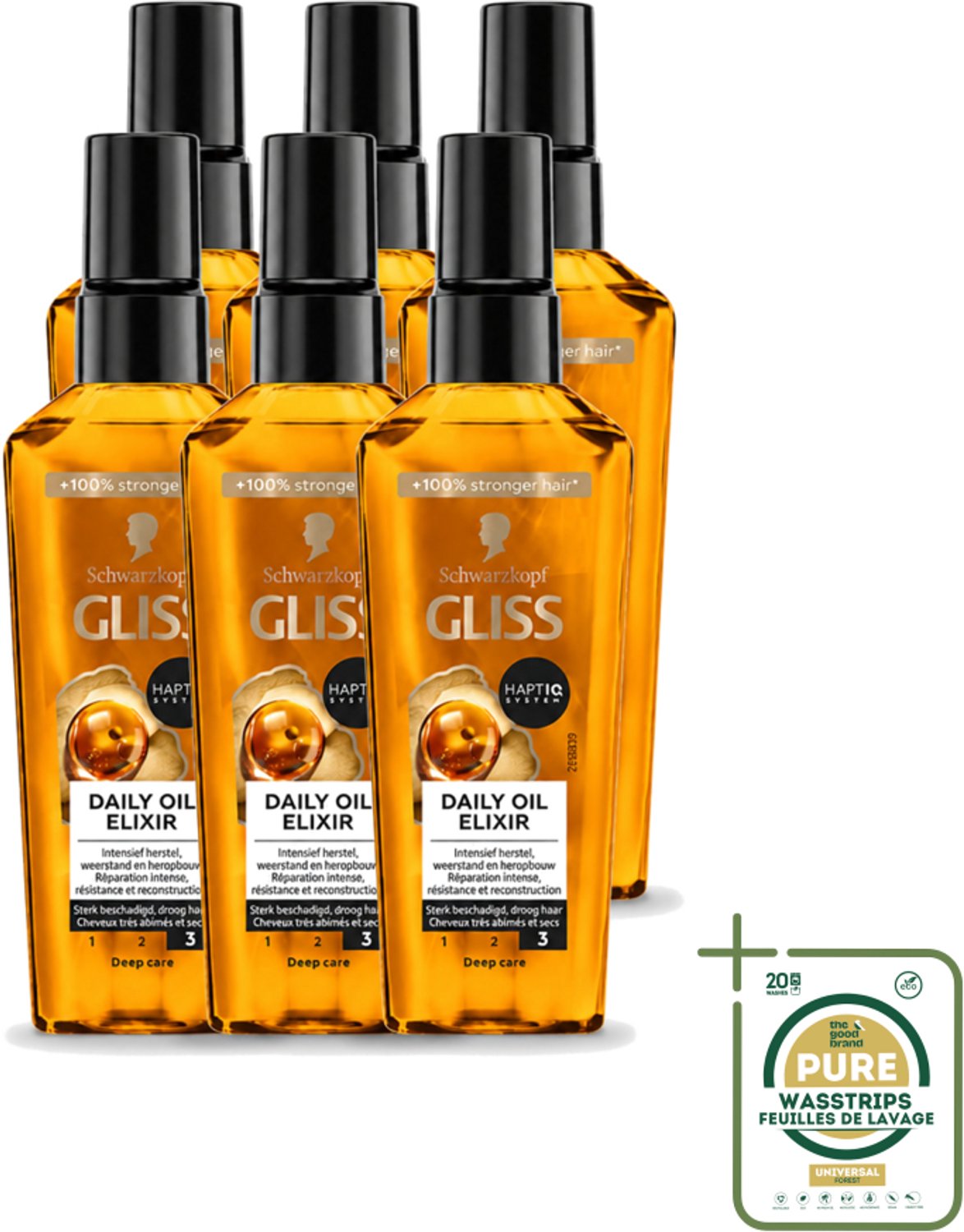 6 x Gliss - Hair Repair - Oil Elixer - Ultiem Haarherstel en Glans - Wasstrips - Haarherstel - Haarbescherming - Haarvoeding - Keratine - Haarbreuk