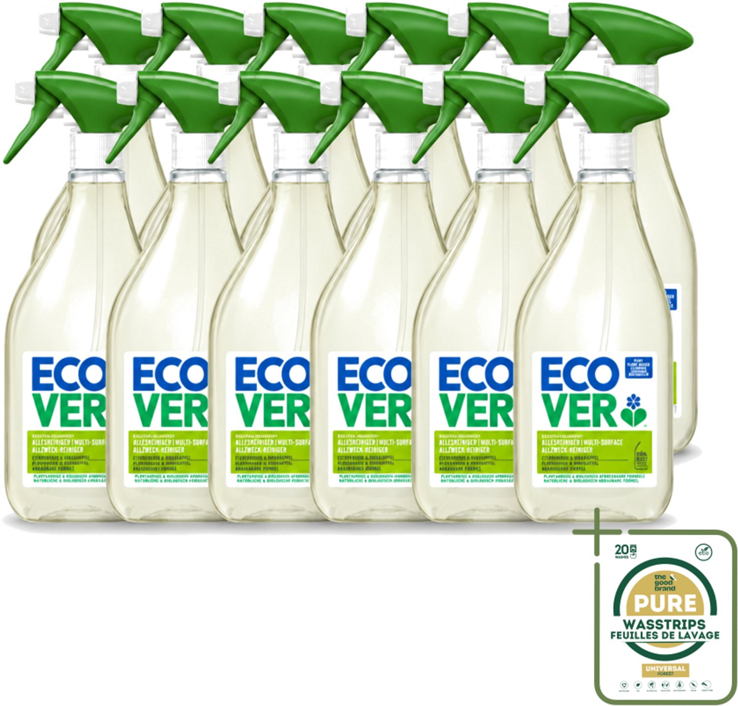 12 x Ecover - Allesreiniger Spray - Citroengras & Sinaasappel - 500 ml - Wasstrips - Allesreiniger - Citroengras - Sinaasappel - Schoonmaken - Geur