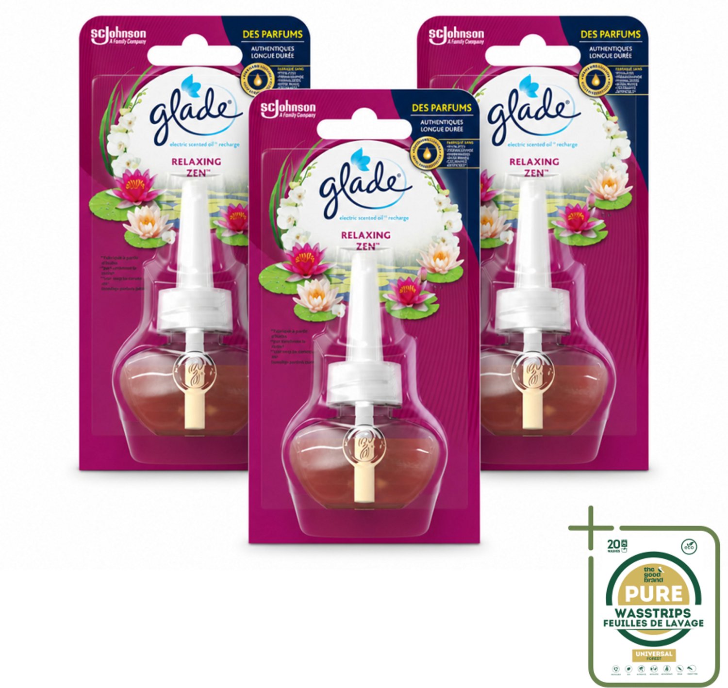 3 x Glade - Navulling Elektrische Olie - Relaxing Zen - Zonder Houder - Wasstrips - Luchtverfrisser - Geur - Ontspanning - Geurverspreider - Elektrische Olie