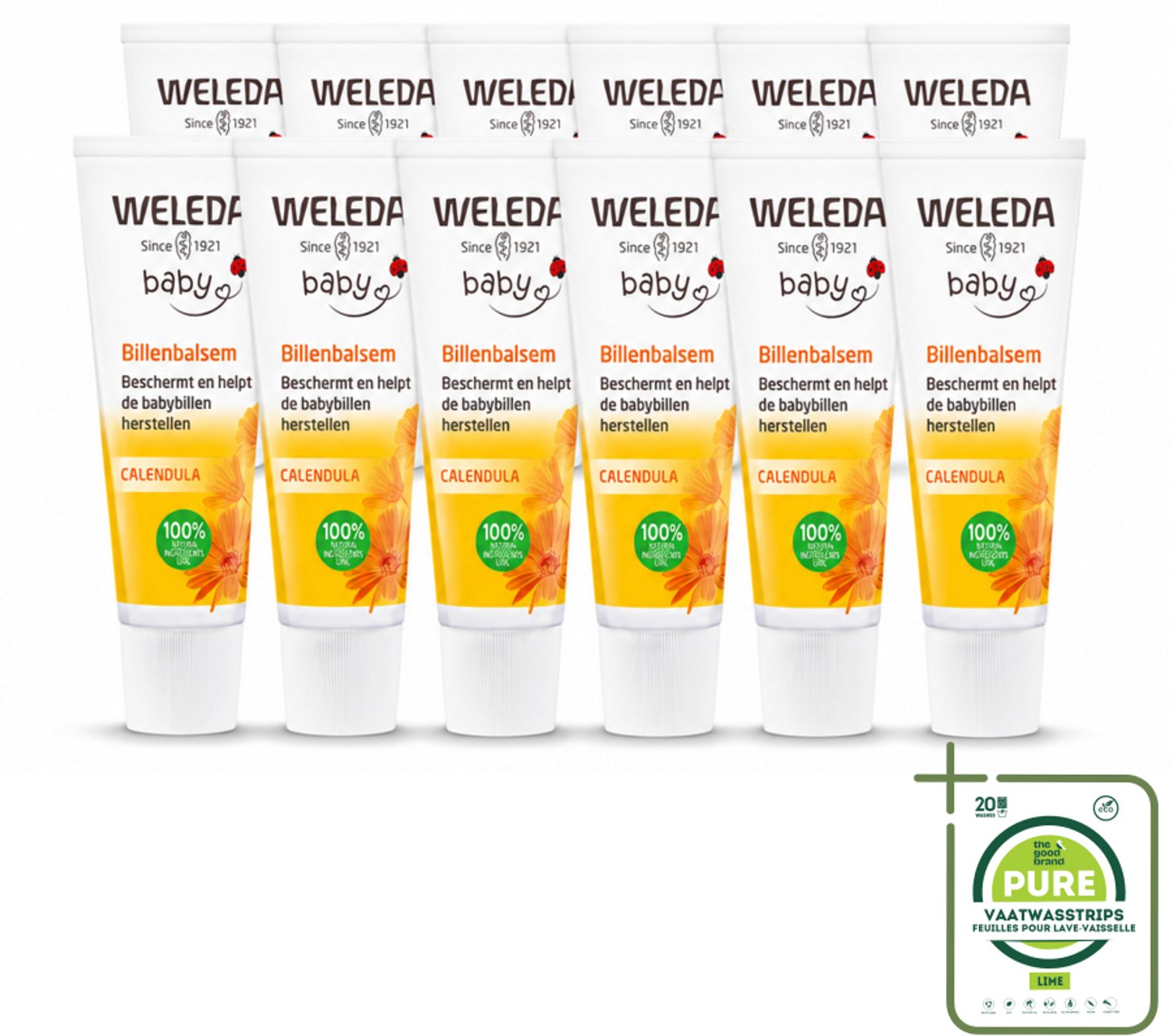 12 x WELEDA - Billenbalsem - Baby Calendula - 30 ml - Grootverpakking - Vaatwasstrips - Babybillen - Luieruitslag - Babyhuid - Natuurlijke Verzorging - Zinkoxide