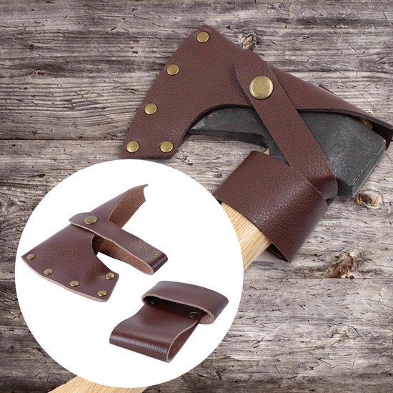 Handgemaakte leren hoes voor bijlen met dikke leren bescherming, holster en riemhouder voor optimale veiligheid en gebruiksgemak — afbeelding 4