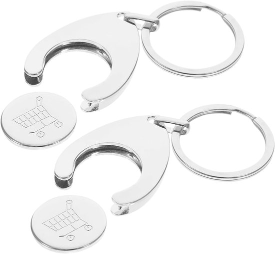 Trolley Token Sleutelhanger – Supermarkt Winkelwagen Metalen Sleutelhanger, Trolley Token Munt Sleutelhanger Hanger Decoraties (2 Stuks) — afbeelding 4