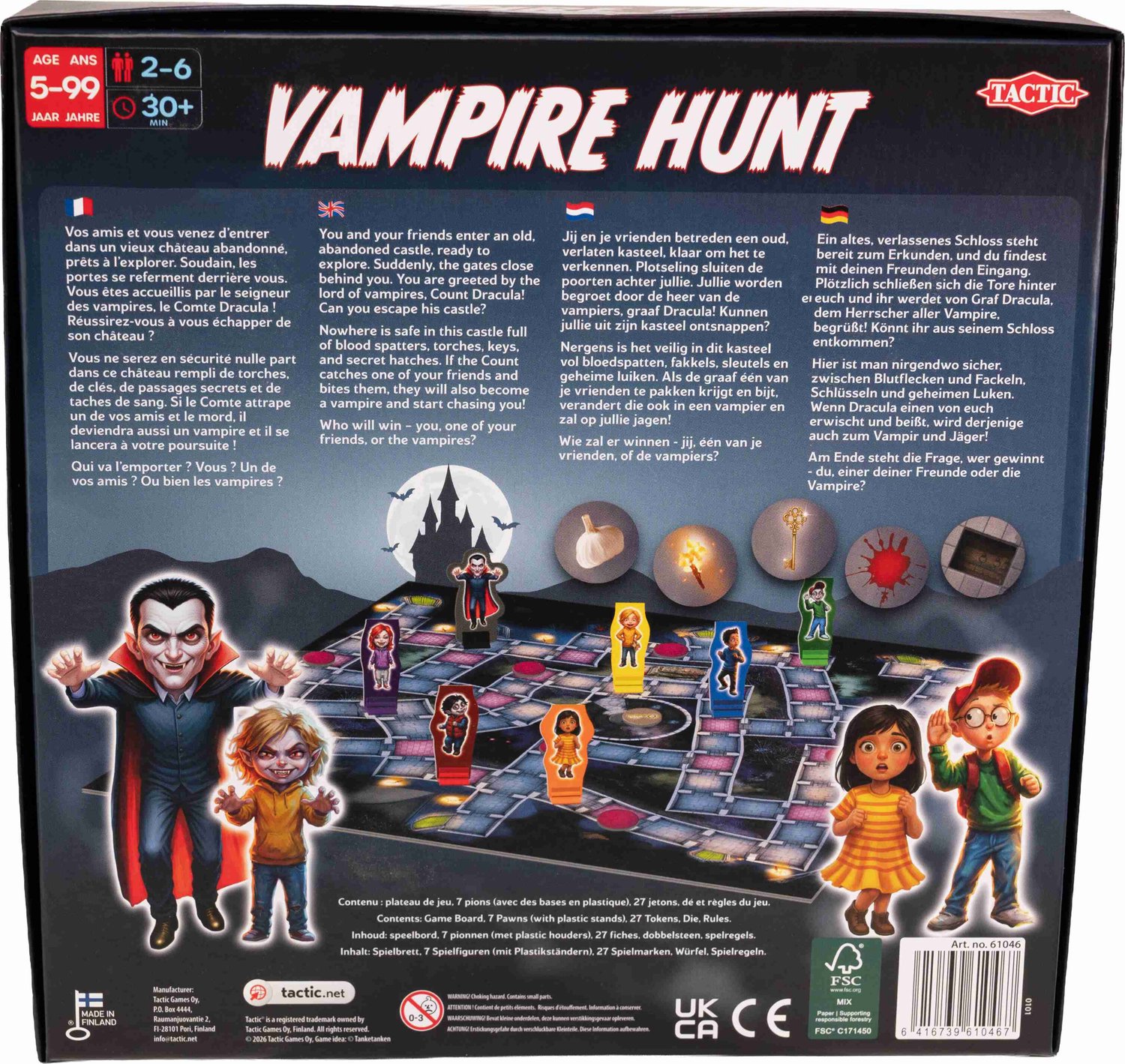 Tactic Vampire Hunt - Bordspel - Familiespel - Ontsnap uit het Kasteel van de Vampier - Strategisch Avonturenspel - Vermijd de Vampier(s) en Vind de Uitgang - Spannend Spel voor Kinderen en Families - 2 tot 6 Spelers - Vanaf 5 Jaar — afbeelding 20
