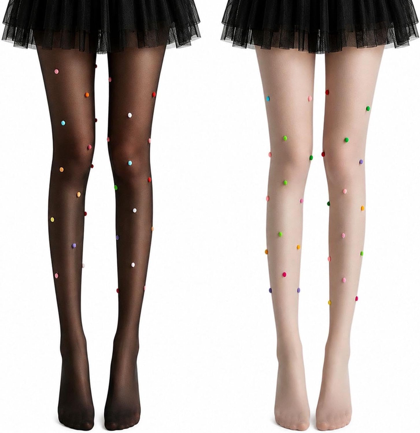 2 Paar Kanten Panty'S, Versierd Met Driedimensionale Haarballen, Zachte En Elastische Pasvorm, Geschikt Voor Aanken En Stylingdecoratie.