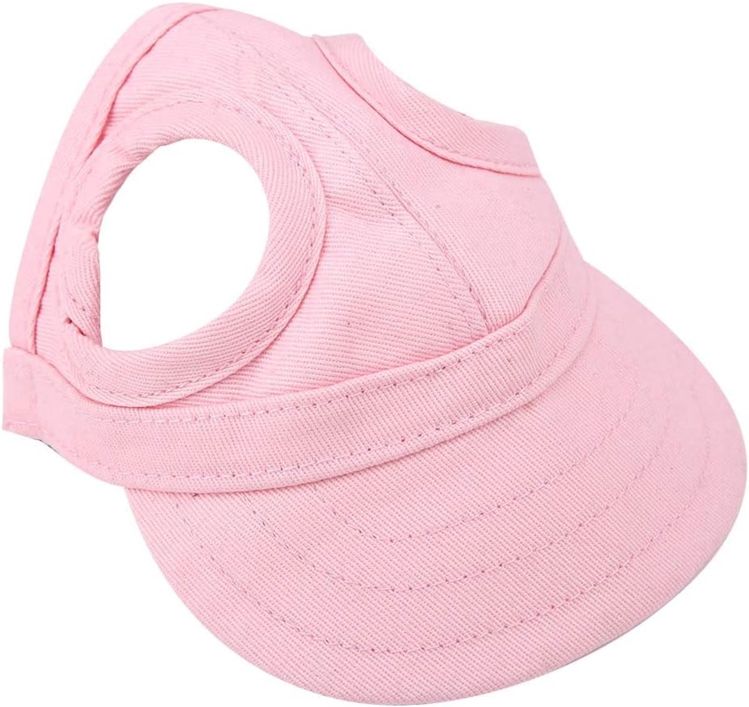 Pet Baseball Cap, Dog Cat Outdoor Sunbonnet with Ear Holes Adjustable Stripe Summer Pet Parent-Child Hat[M-Pink]