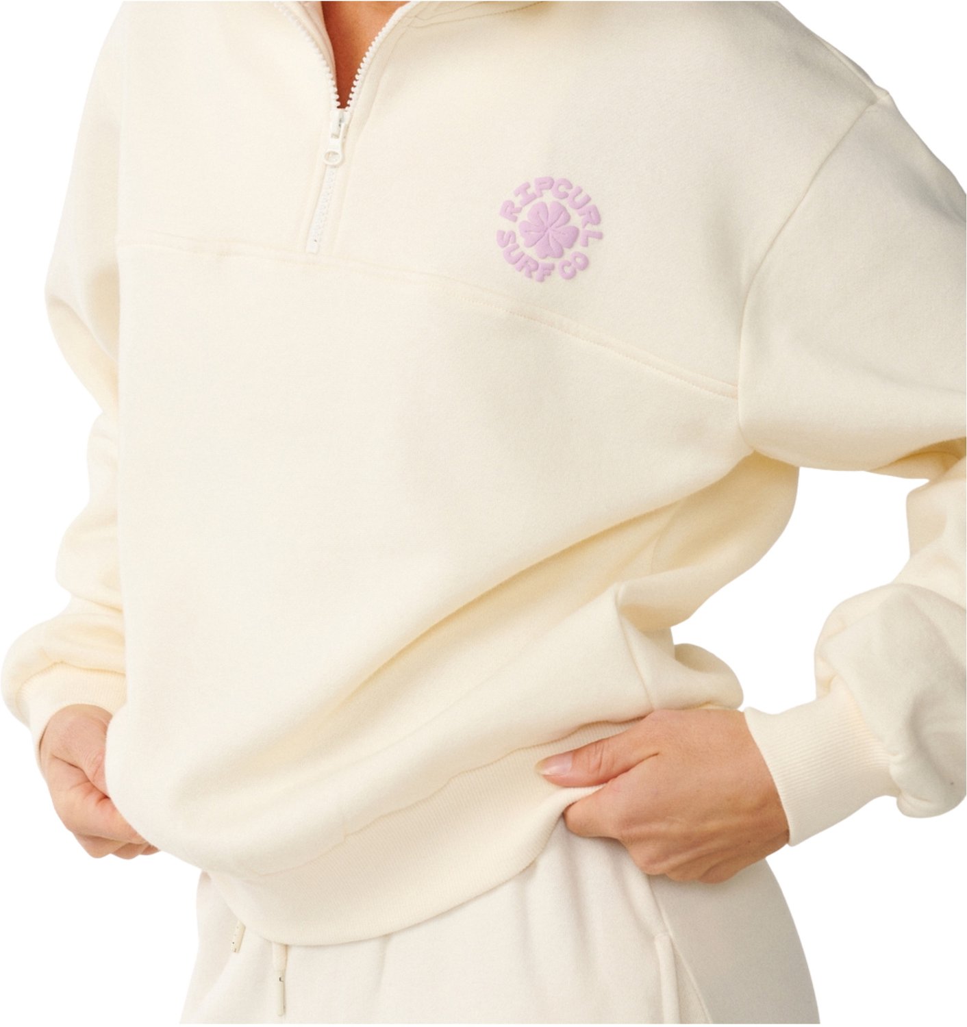 2026 Rip Curl Dames Feestgolf 1/2 Zip Fleece Off Wit