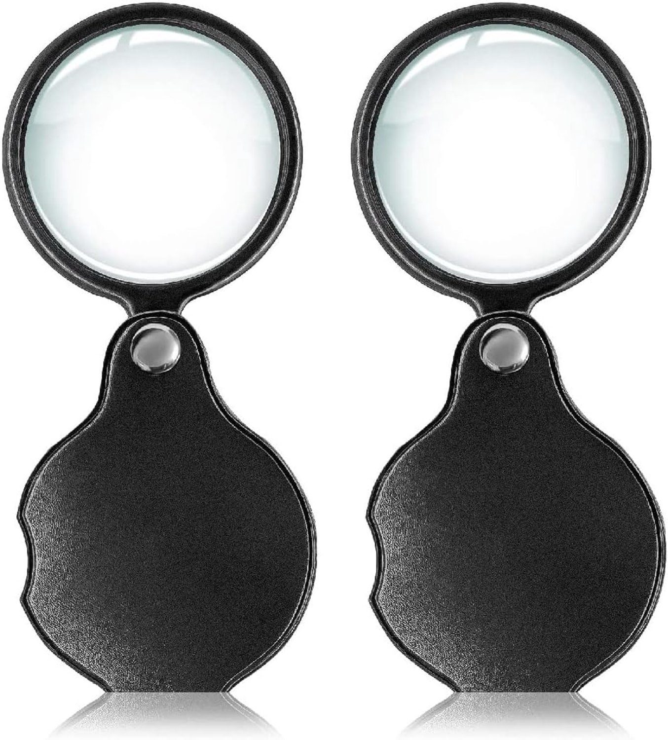 Mini opvouwbare zakloep, 2 stuks handloep, inklapbare leesloep, klein optisch glas met lederen beschermhoes, klein zakvergrootglas om te lezen, hobby's, klein vergrootglas met lederen