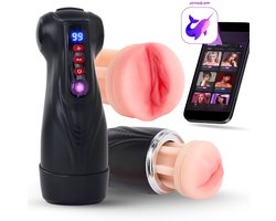 Séduire® Amélie Automatische Masturbator voor Man - Pocket Pussy - Mastrubator voor mannen - 9 Zuig- & 9 Vibratiestanden - App Bediening - Mond, Vagina & Anus - Stroker - Kunstvagina - Blowjob Simulator - Sex Toys voor Mannen - Seksspeeltje