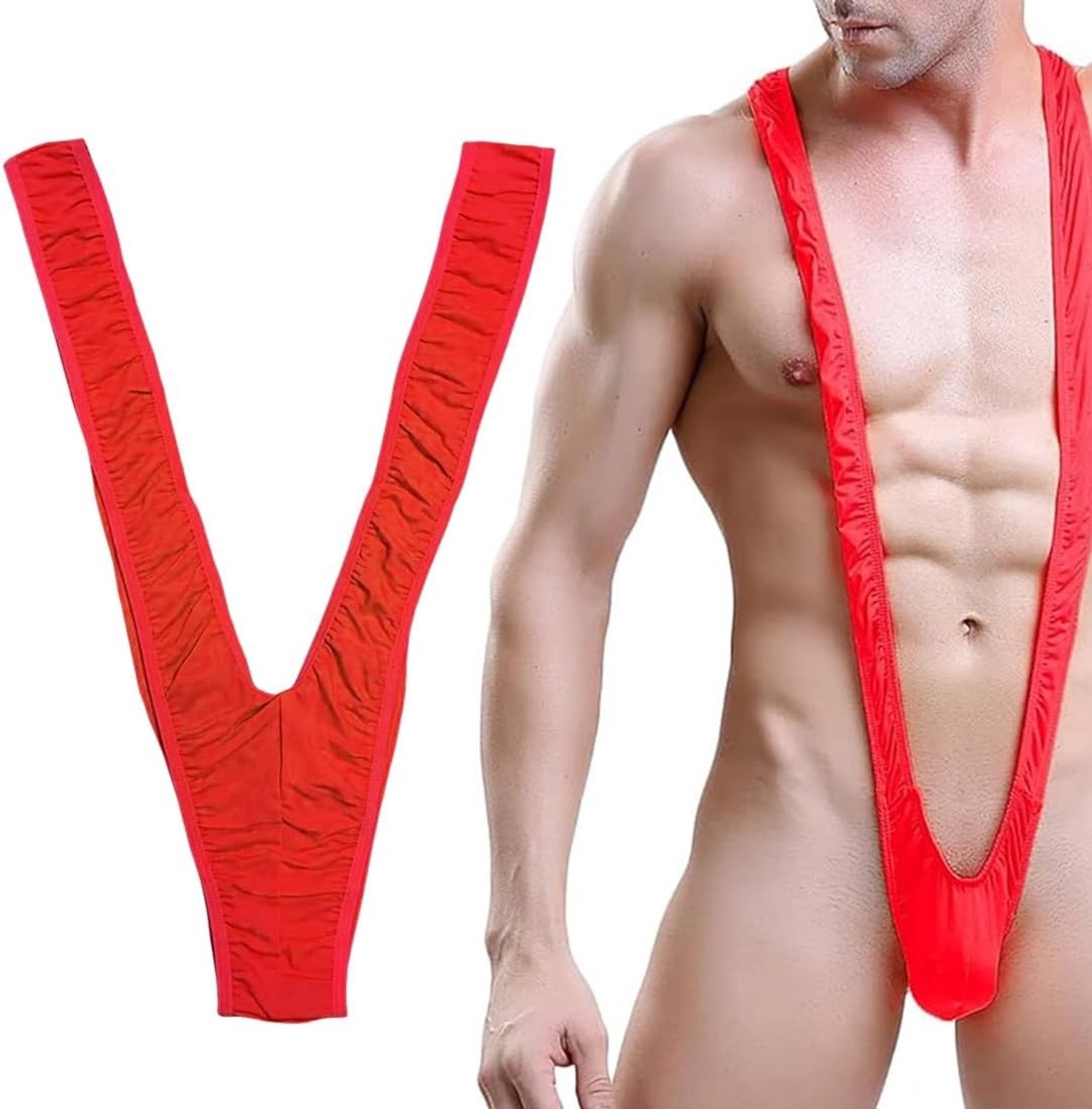 Grappig Rood Kostuum voor Mannen, Een Size, Ideaal voor Feestjes en Verkleedpartijen van Polyester