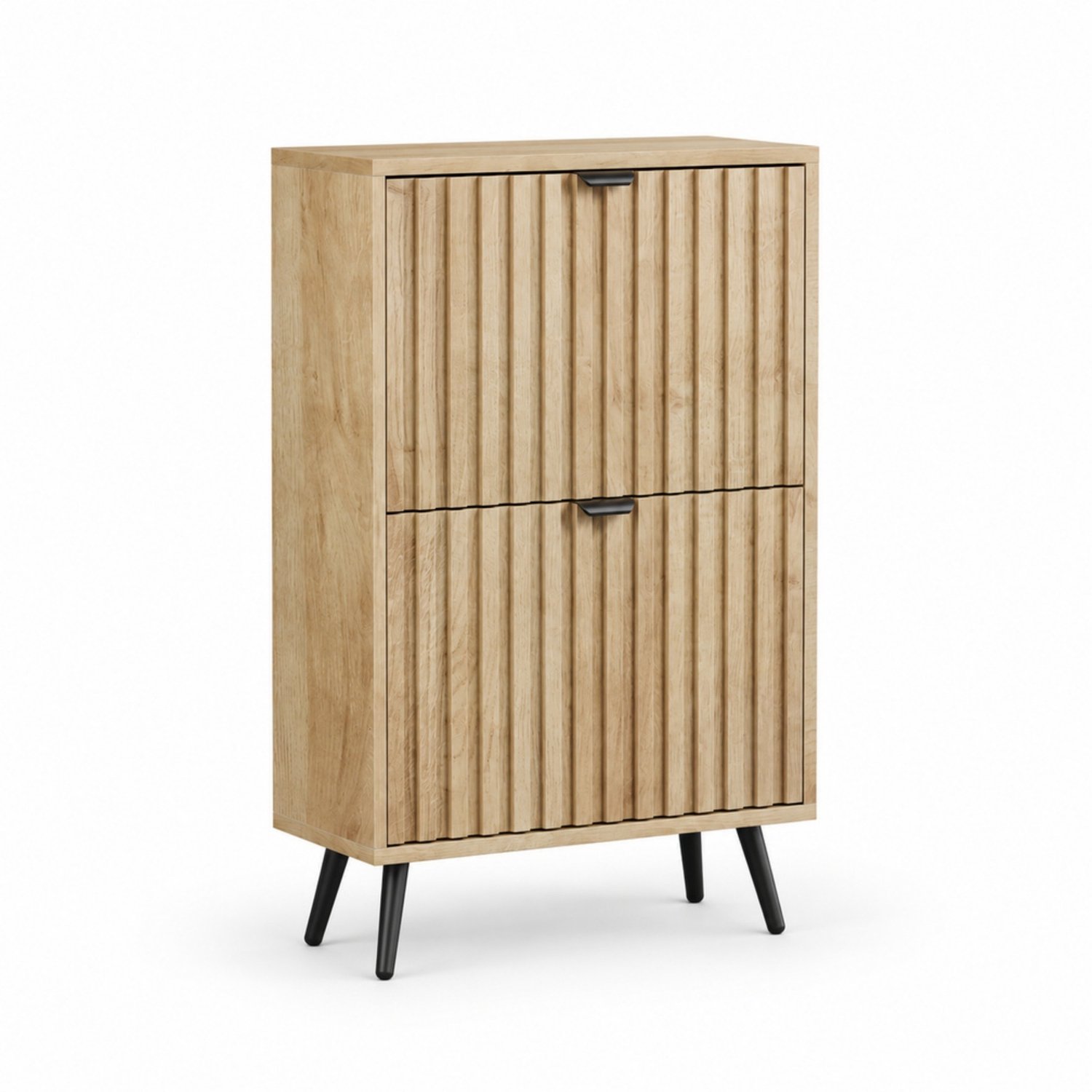 LONG DRAGON - Smalle schoenenkast - 2 kleppen - Eikenlook - Eiken - 60 x 24 x 95 cm