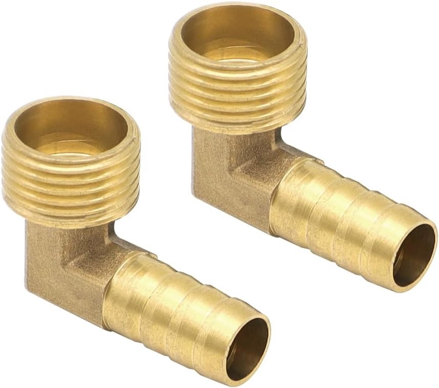 Hoge Kwaliteit 90 Graden Hoekslang Koppeling 1/2 Inch Messing Slangconnector voor Water, Brandstof en Lucht - 2 Stuks