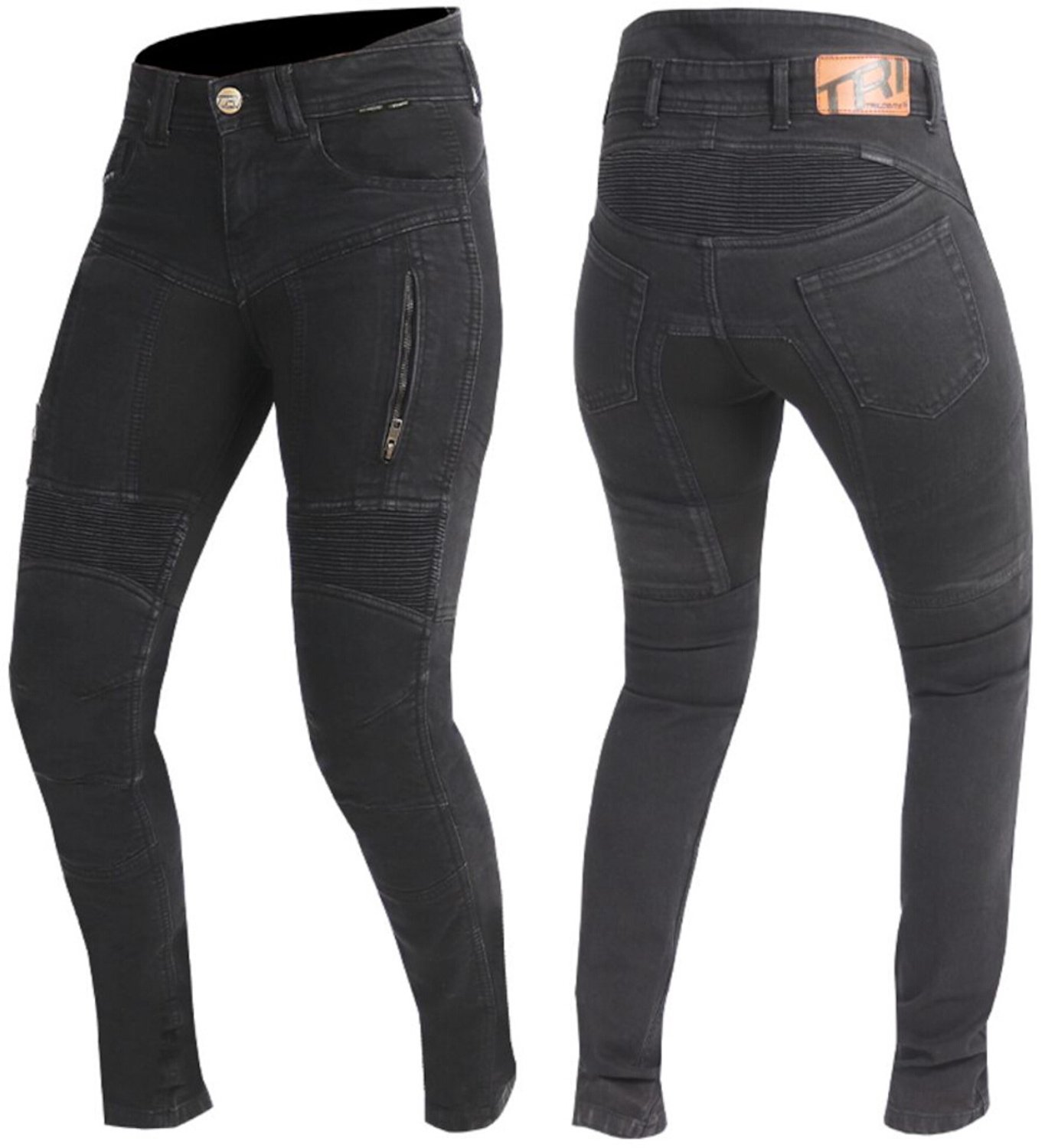 Trilobite Parado Black Monolayer Slim Dames Motorfiets Jeans