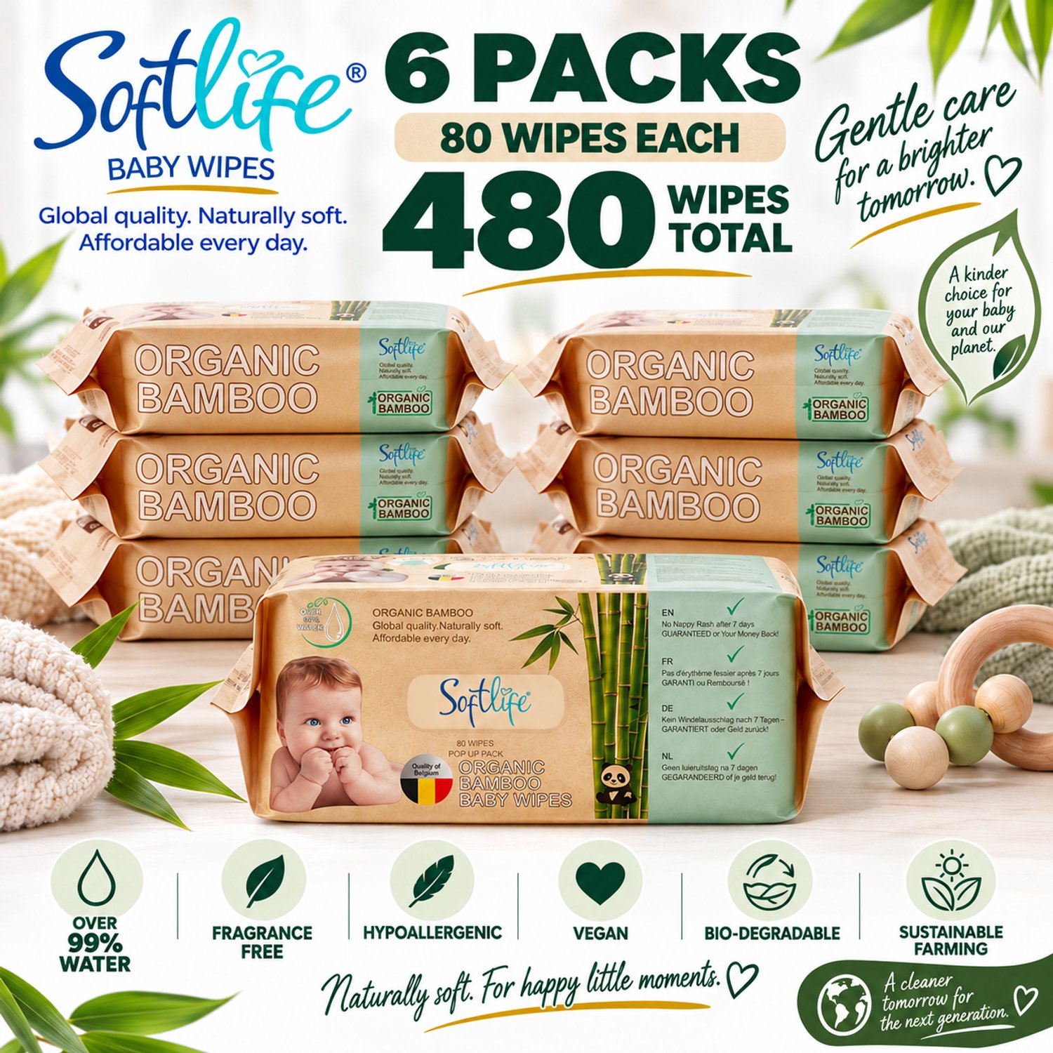Softlife Bamboe billendoekjes | 480 stuks