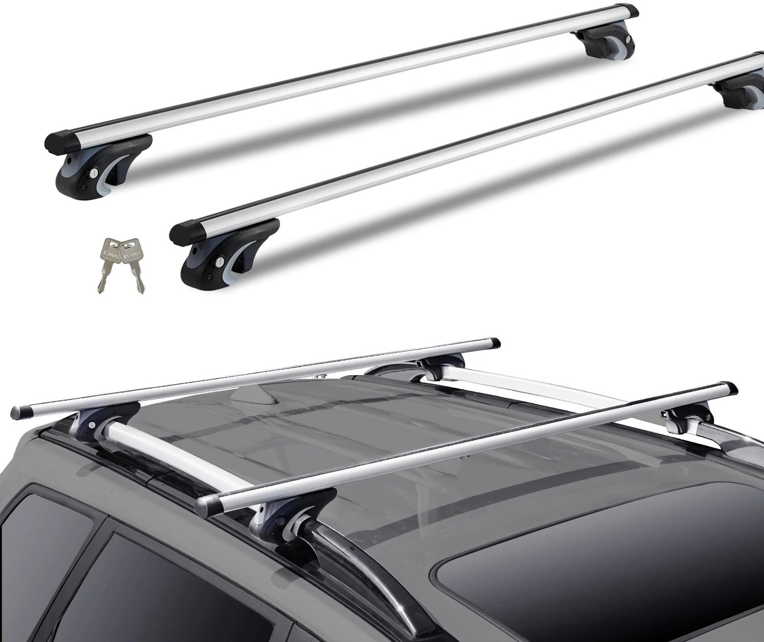 Tremeo Universele Dakdragers - 2 Dwarsbalken - 90kg Draagvermogen - Tot 116cm verstelbaar - Auto - Bagagedrager - Aluminium