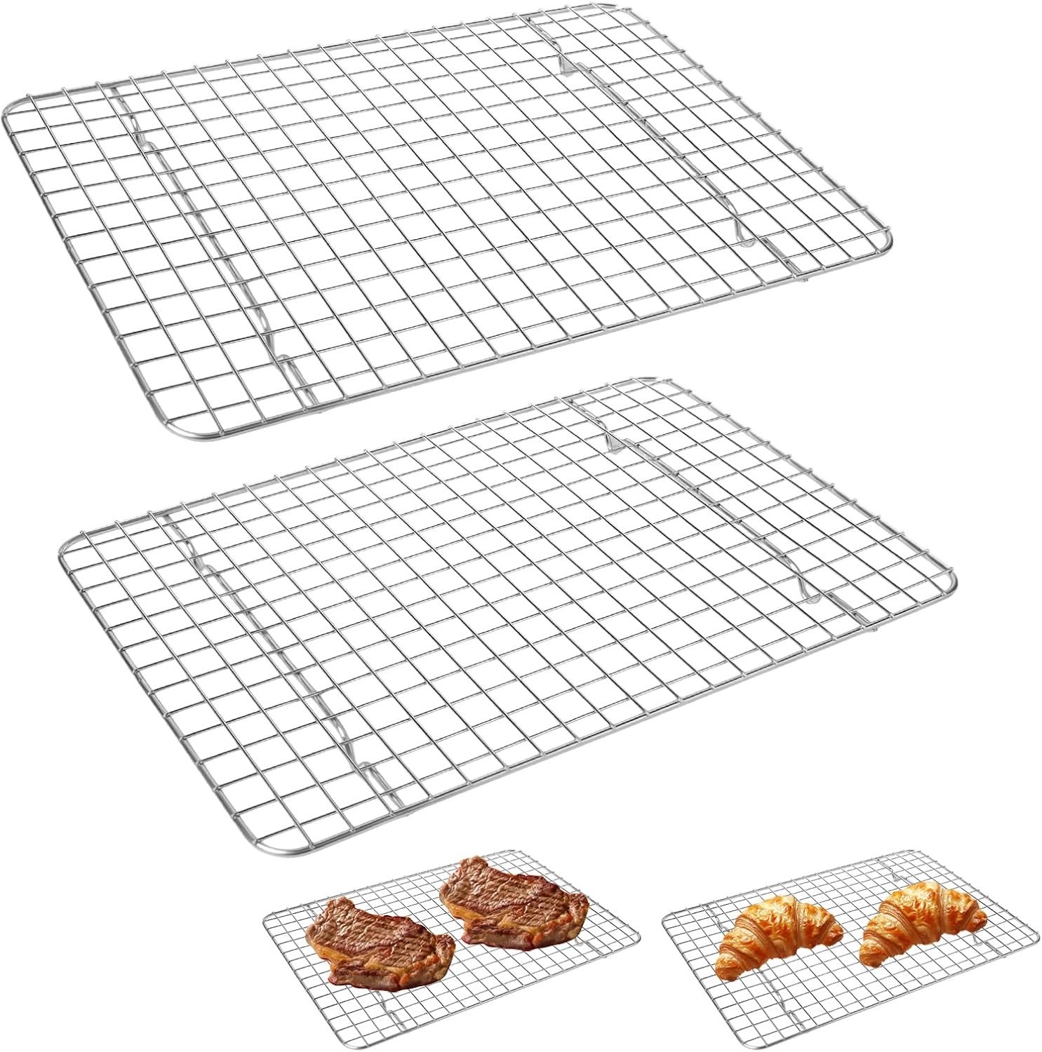 Koelrooster voor Taarten, 30 x 20 cm, RVS, Rechthoekig, Ideaal voor Bakken en Grillen, Perfect voor Chocolade en Gebak