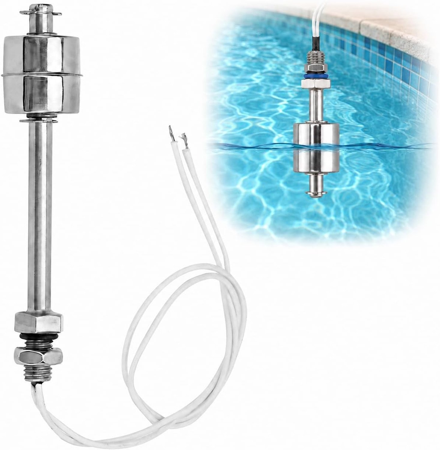 Waterniveau Sensor 0-220V, RVS Float Switch voor Zwembaden, Vloeistof Niveau Controller, 100mm, Betrouwbare Waterniveau Meting