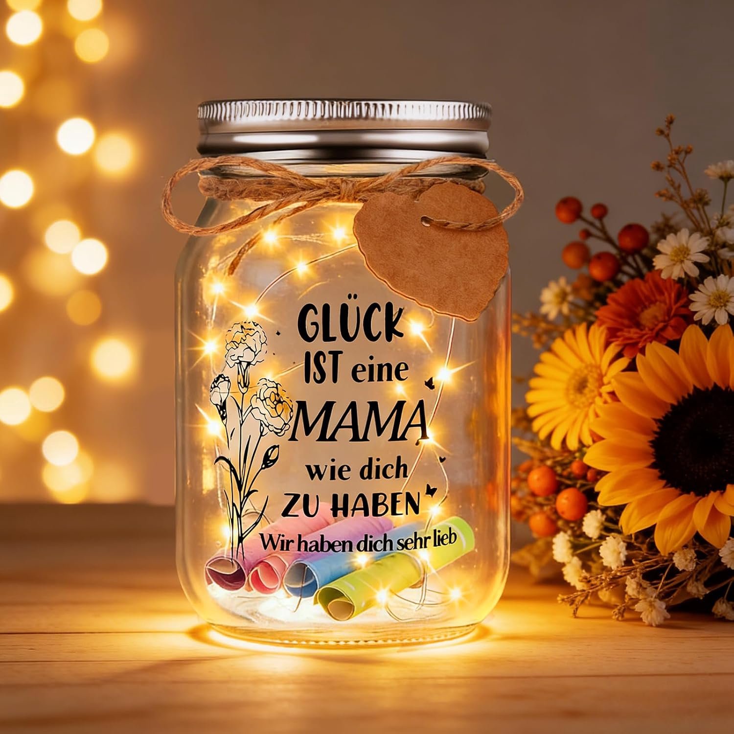 Mason Jar Nachtlampje voor vrouwen Mannen, Geschenken voor mama van dochter, zoon, kinderen, Kerstmis verjaardag, geschenken, beste mama geschenken, aangepaste naam kristallen stickers Mason