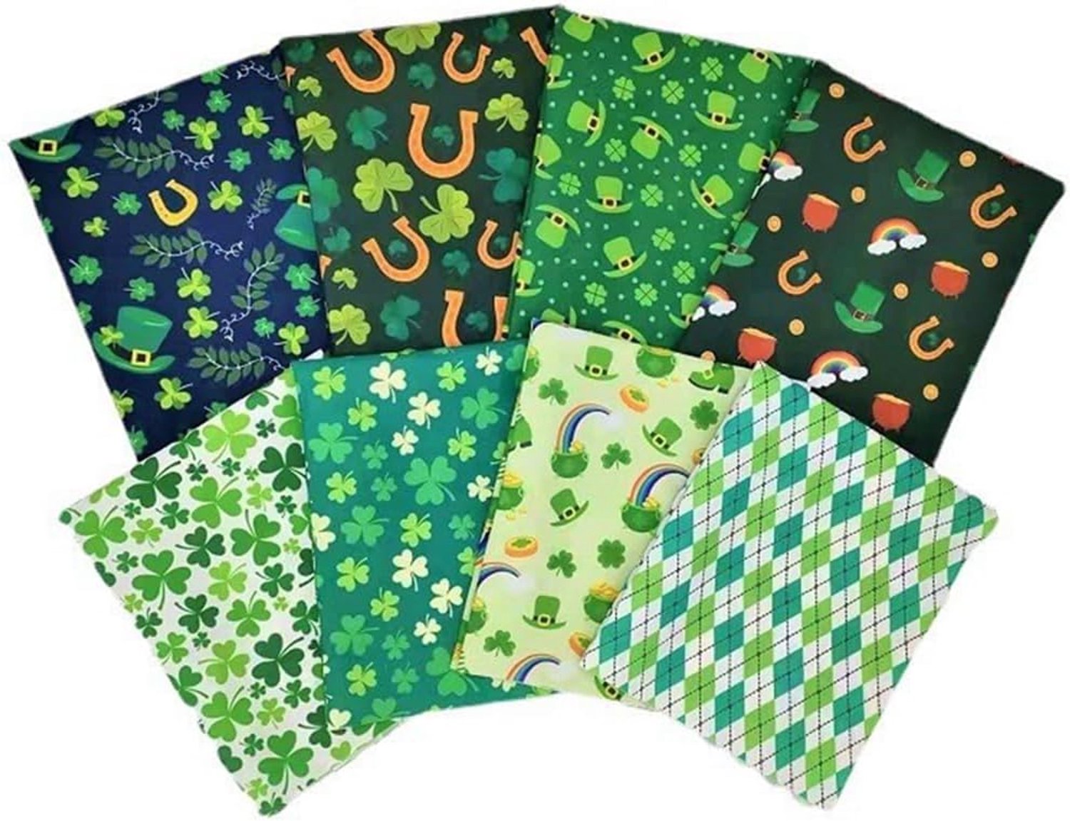 Katoenen stof, 8 stuks, 25 x 25 cm, katoenen stof per meter, patchwork, stofresten om te naaien, katoenen doek voor patchwork, quilten, doe-het-zelf handwerk, groen