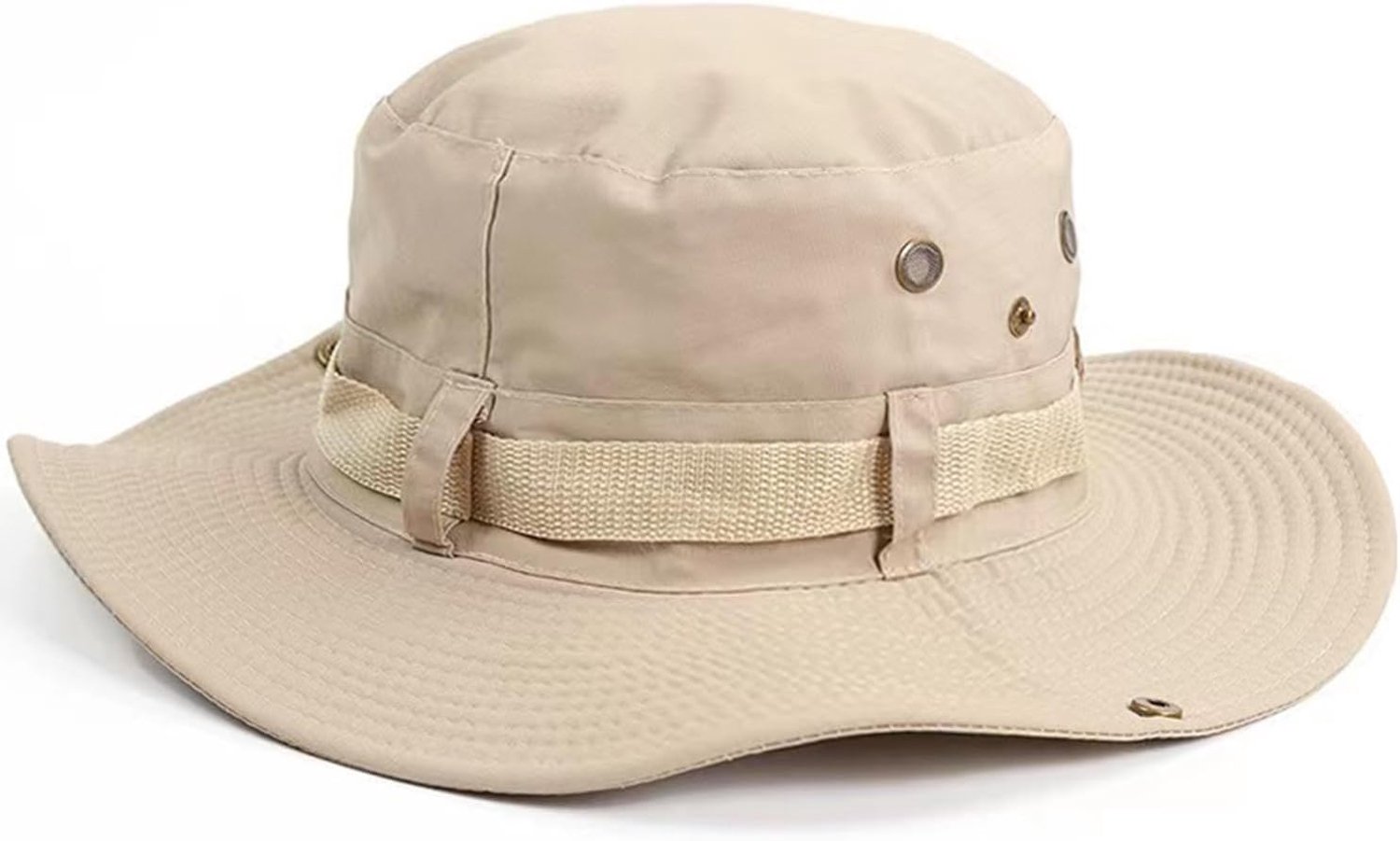 Boonie-hoed, trekkinghoed, brede rand, vissershoed in legerstijl, jungle, safaristijl, ademend, voor mannen en vrouwen, jacht, Beige, 56/58 cm