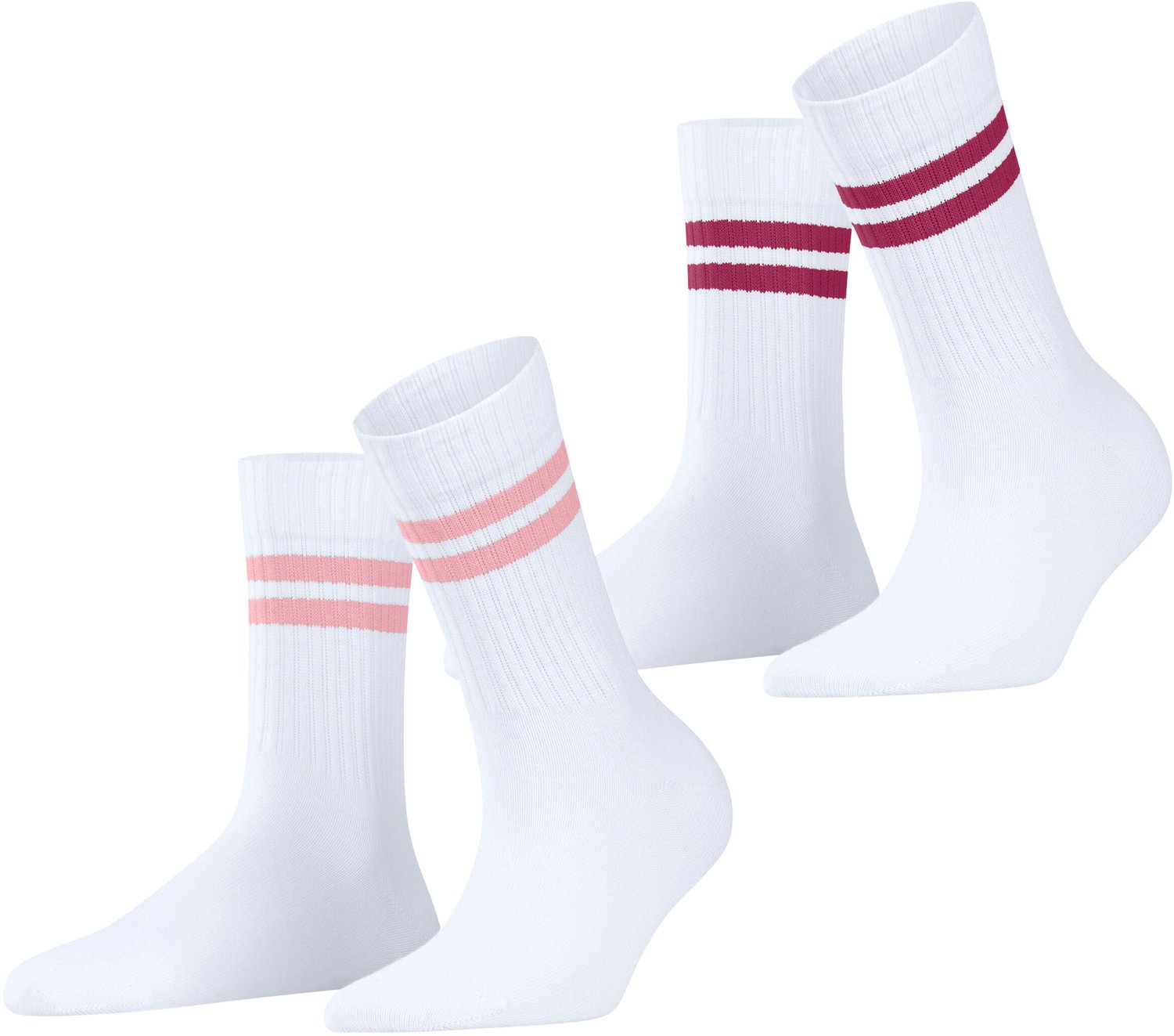 Esprit Tennis Stripe 2-Pack gedessineerd katoen multipack sokken dames wit - maat 35-38