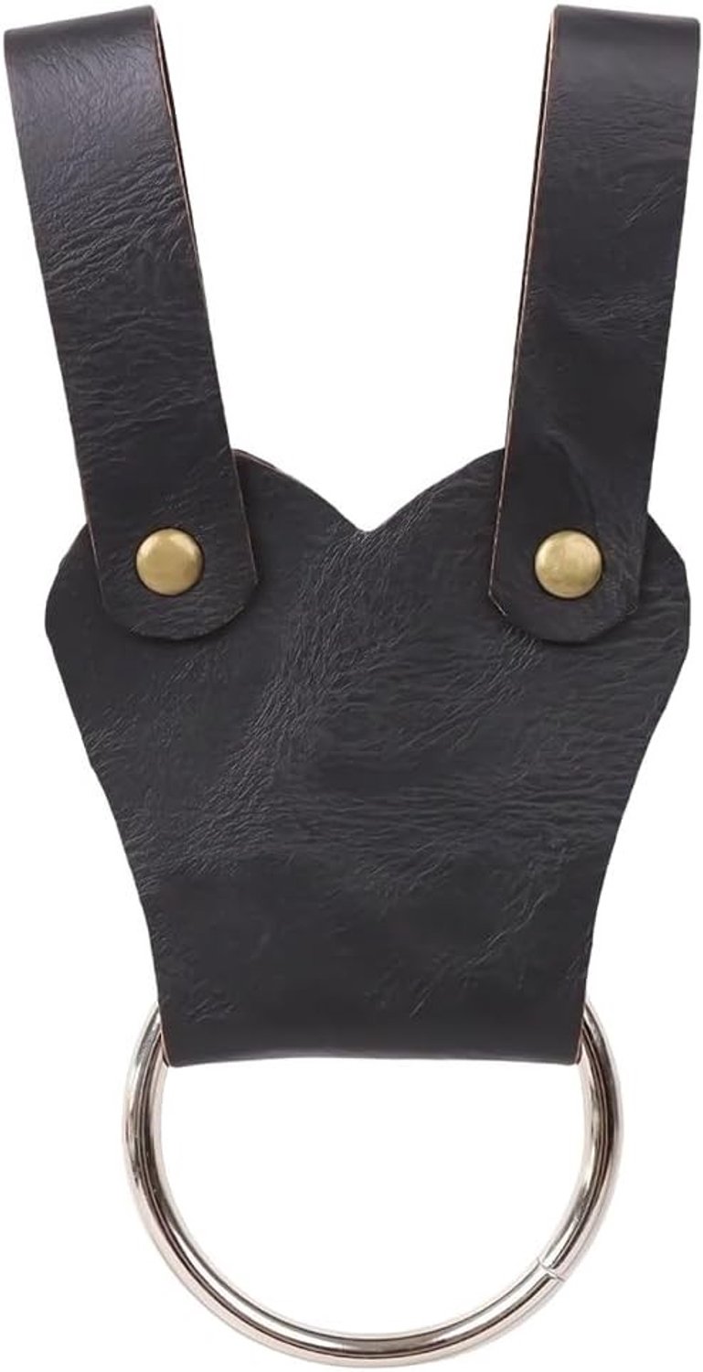 Zwarte Leren Houder voor Bijlen en Tomahawks met Riemlussen voor Halloween en Cosplay Kostuums