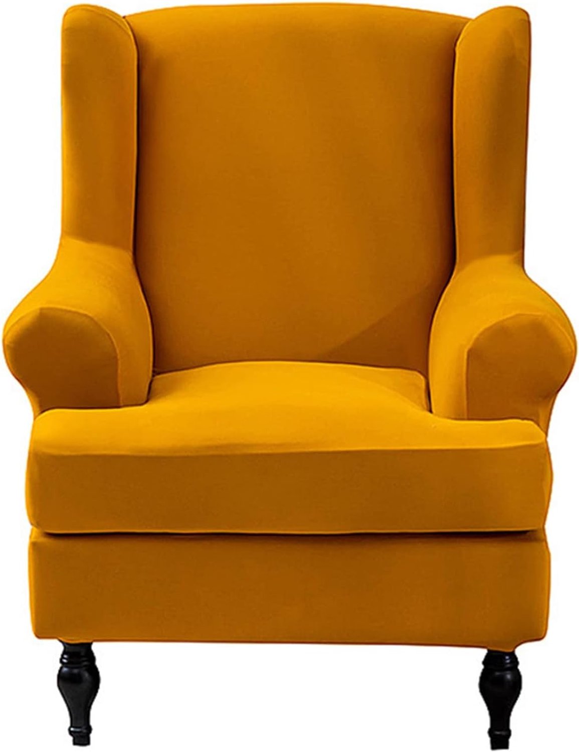 2 Stukken Elastisch Stretch Wing Chair Covers, Effen Kleur Wing Stoelhoezen Antislip Bankhoes Meubelhoes voor Woonkamer Slaapkamer-goud