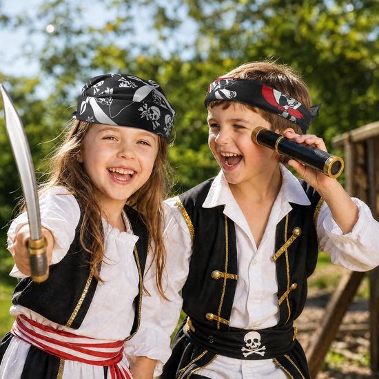 16 stuks piraten-bandana, doodshoofd, hoofddoek, halsdoek, zwart, heren en — afbeelding 2