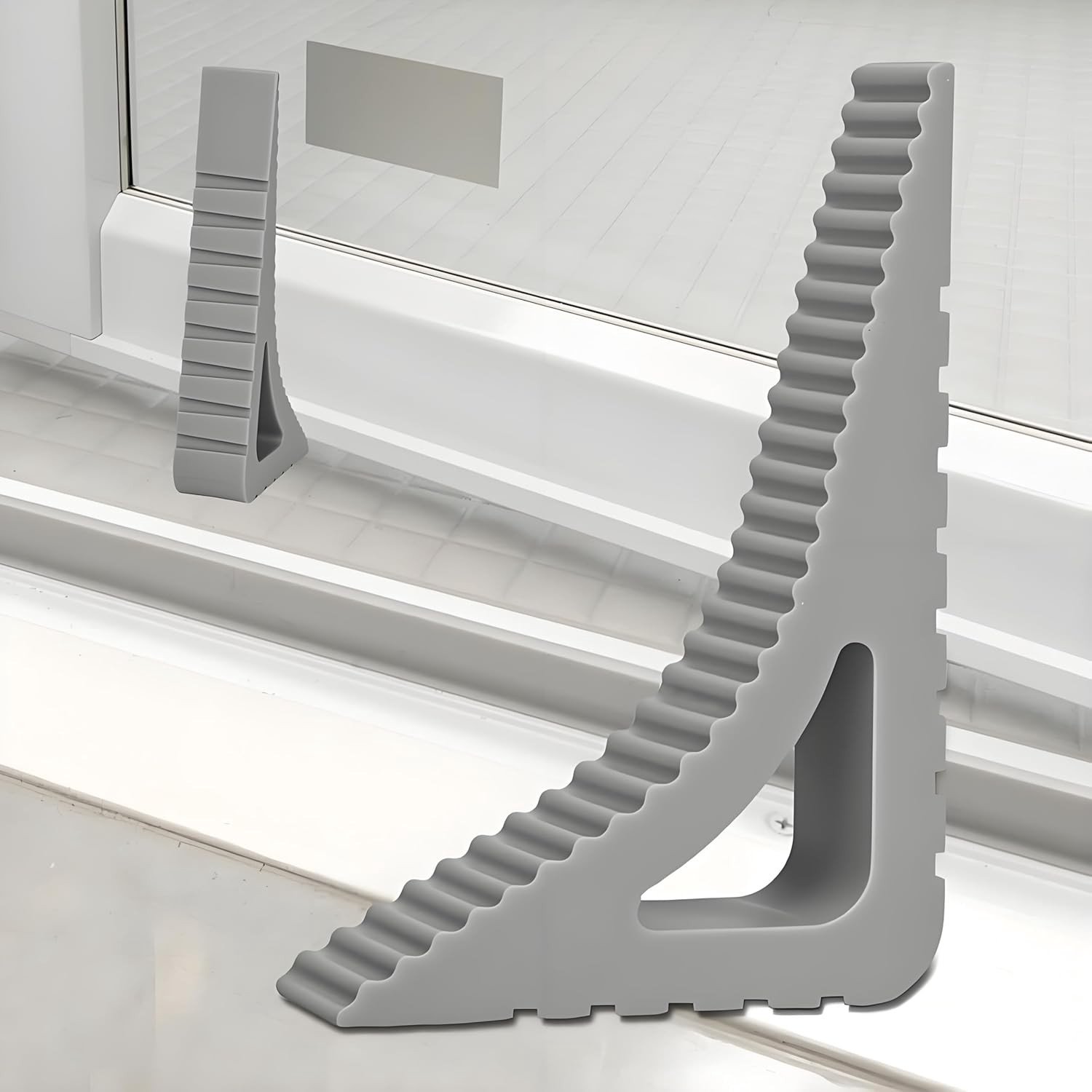 Set van 2 Raamstoppers en Deurstoppers, Rubber Clips voor Raambeveiliging, Veiligheidsoplossing zonder Boren, Antislip Wig voor Thuisgebruik