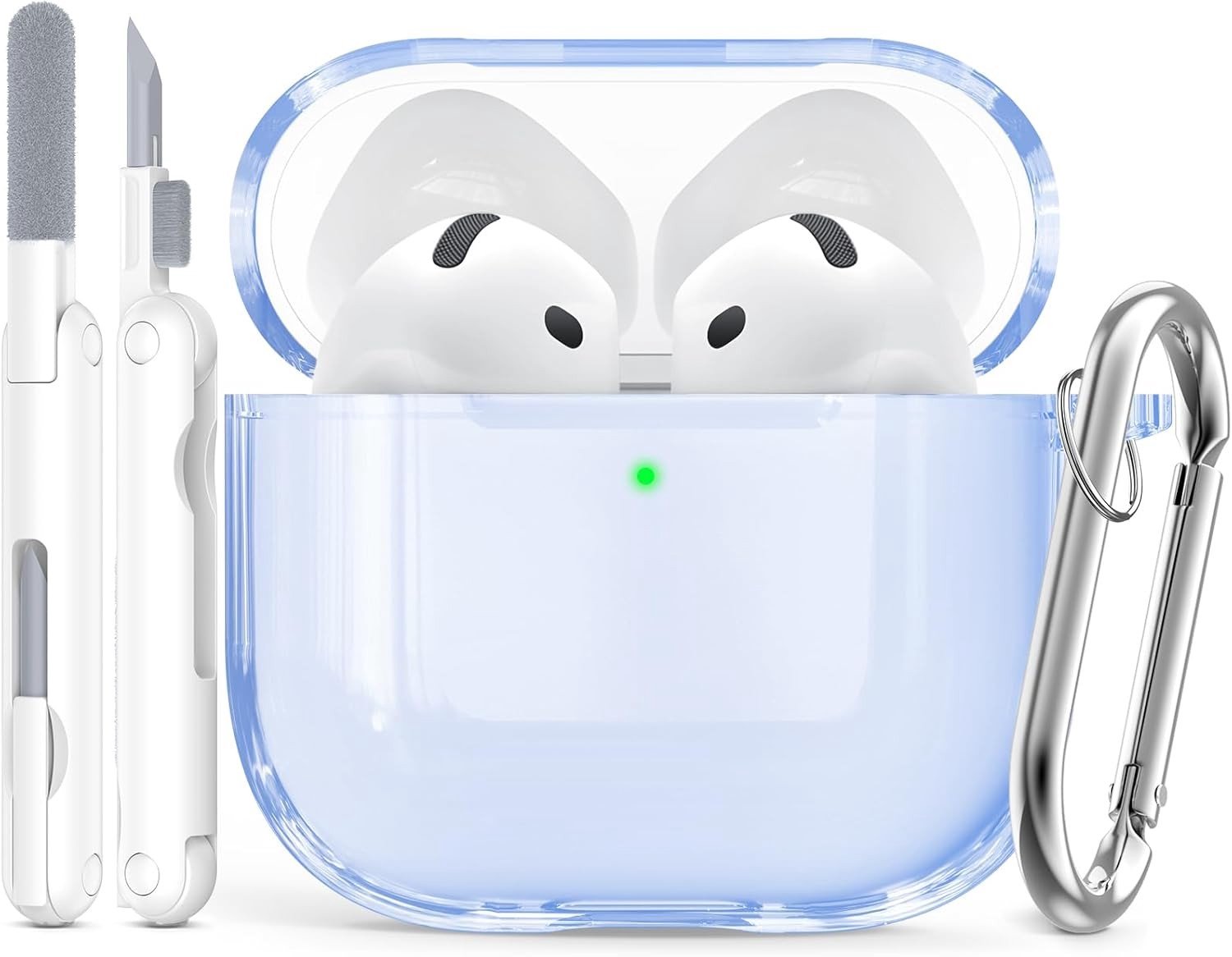 Transparante blauwe hoes voor AirPods 5 en 4, beschermend en stijlvol ontwerp, perfecte pasvorm