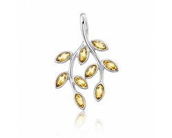 SilverGems Zilveren blaadjes hanger met Citrien edelstenen