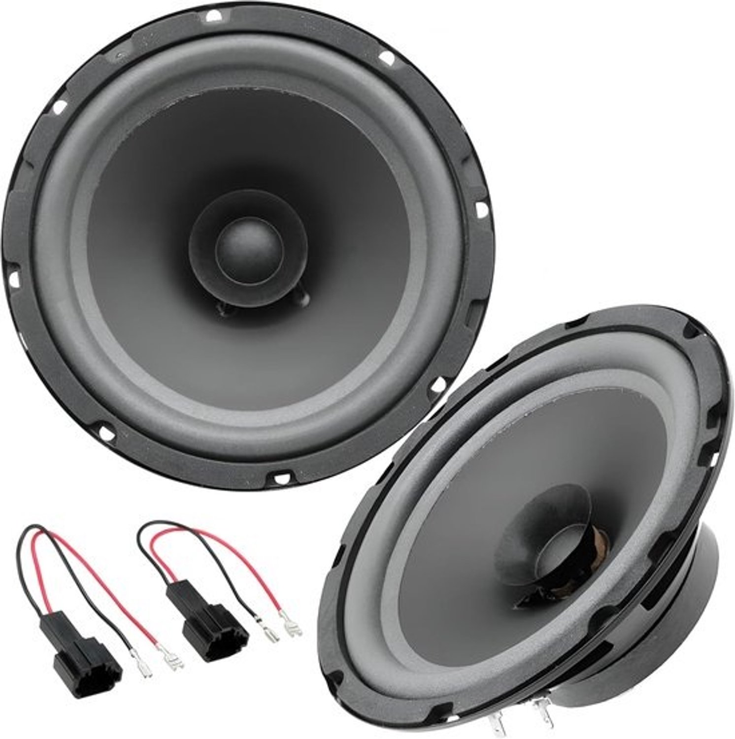 SnelShoppen - Dual-coneluidsprekers van 16,5 cm - 120 watt - Compatibel met Peugeot - Luidsprekers voor autoradio - Conus van polycarbonaat - Inclusief kabeladapters
