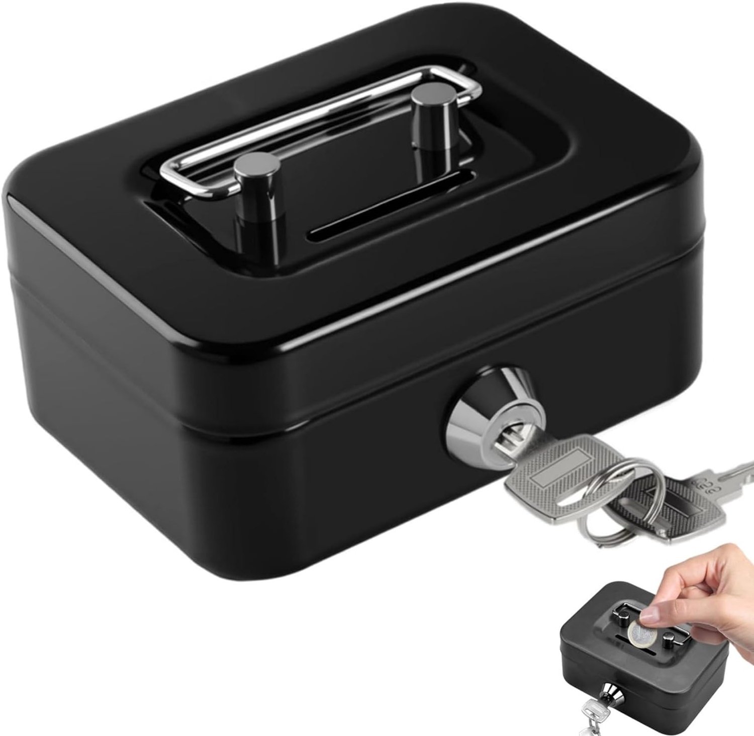 Veiligheidsbox voor Geld, 11.5 x 8.5 x 5.3 cm, Met Sleutel en Slot, Ideaal voor Thuis en Kantoor, Voor Munten en Briefgeld