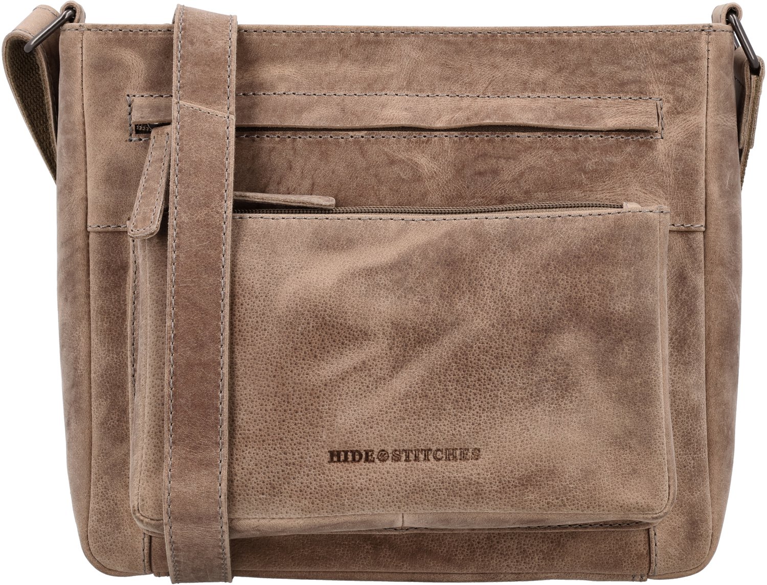 Hide & Stitches Idaho Schoudertas - 100% Leer - Donkerzand
