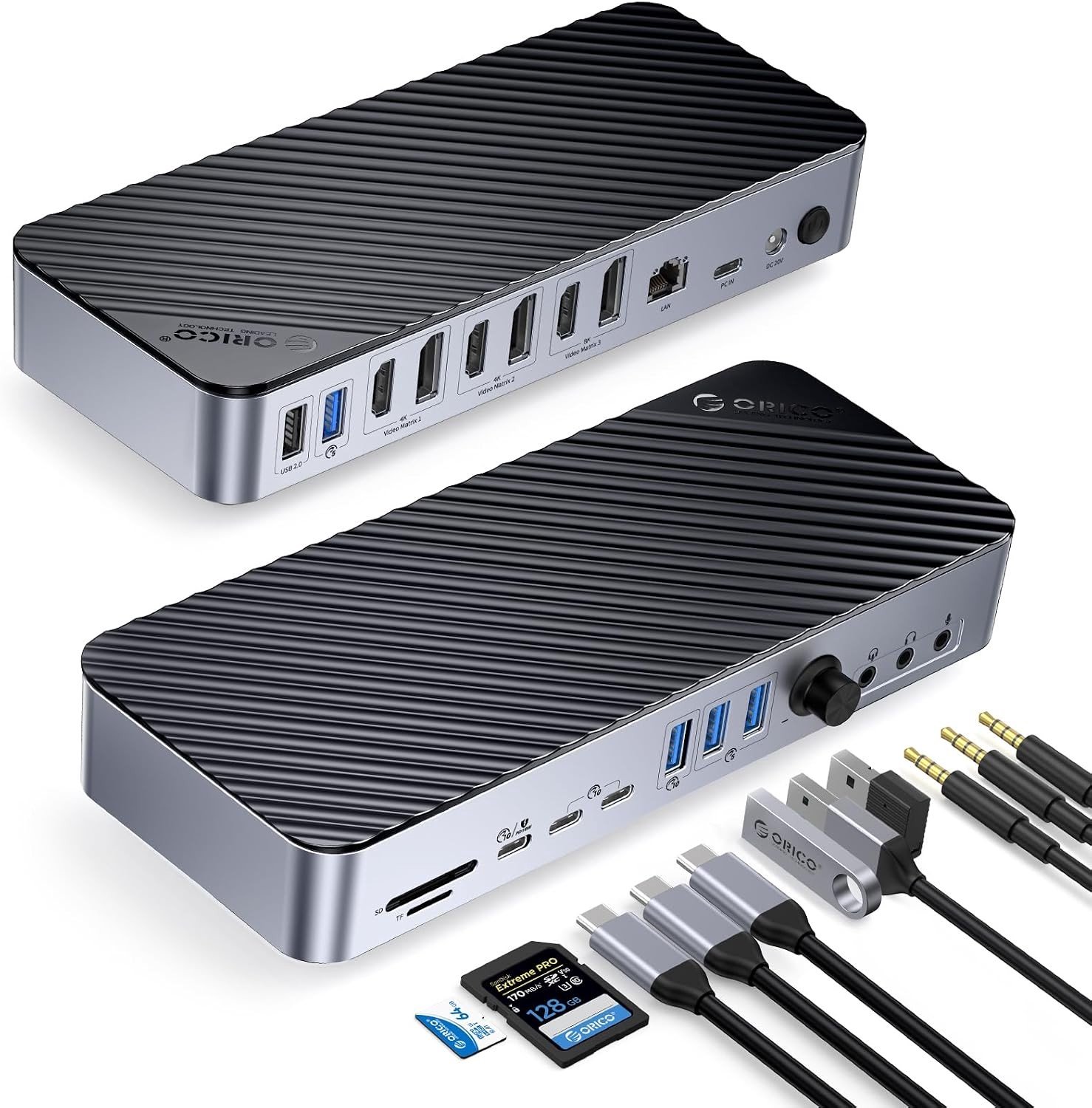 22-in-1 DisplayLink Docking Station met Quad Displays, USB C Hub, 8K Output en 60W PD voor Laptop en PC