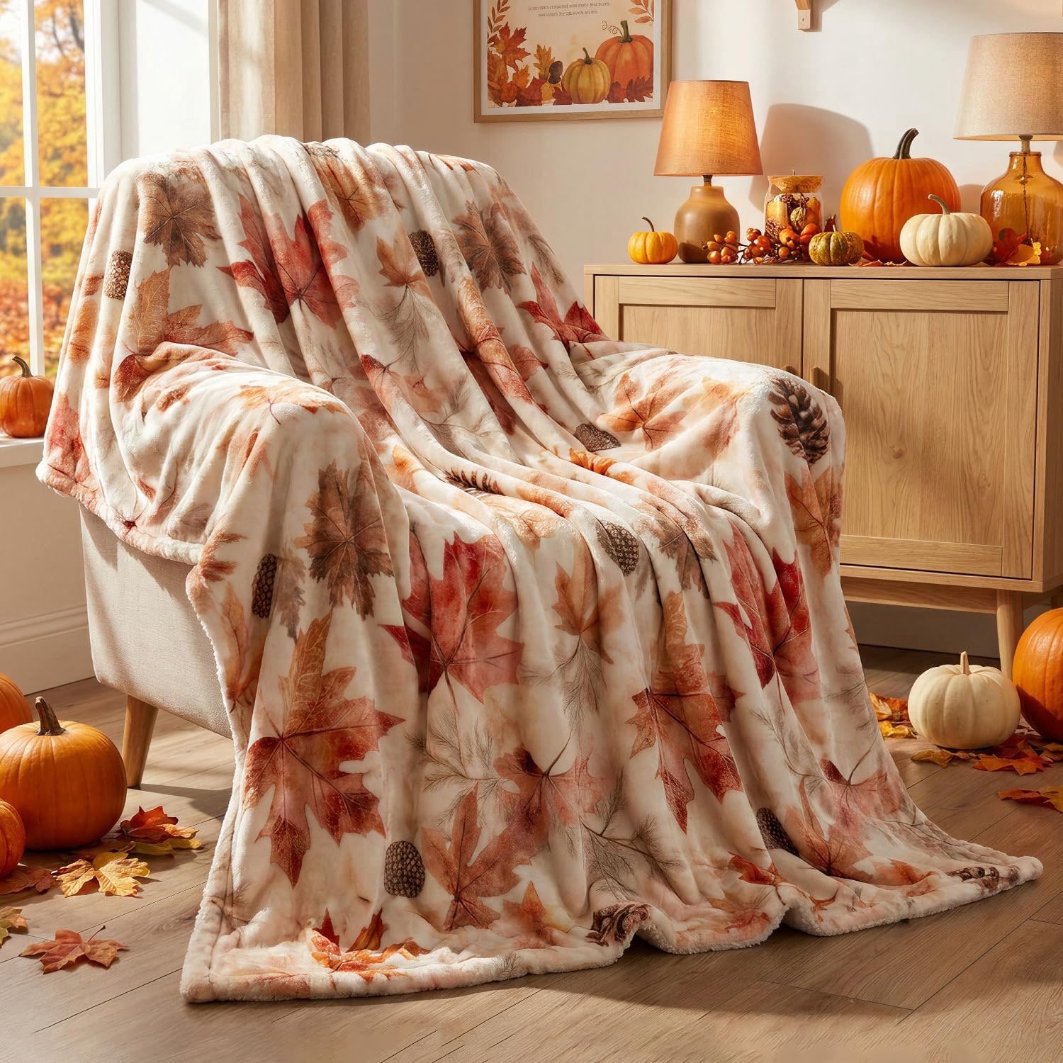 Herfstdeken - 130 x 150 cm - Sherpa - Oranje