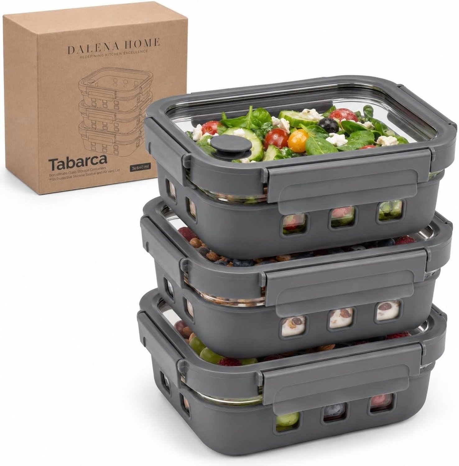 Meal Prep Bakjes - Transparant - 640 ml - Hittebestendig Borosilicaatglas - Voor Eten Opslaan