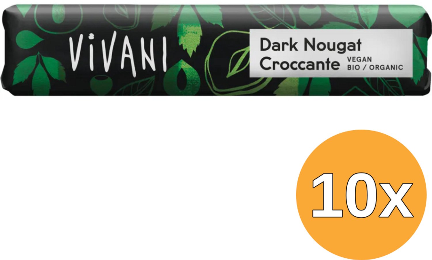 10x Vivani Chocolate To Go Dark Nougat Croccante Vegan Bio (35 gr)
