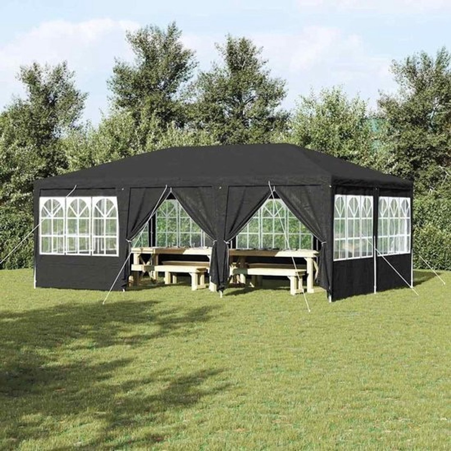 Partytent met zijwanden - Buitentent - Voor evenementen buiten - UV- en waterdichte coating - 6x4 meter - Antraciet