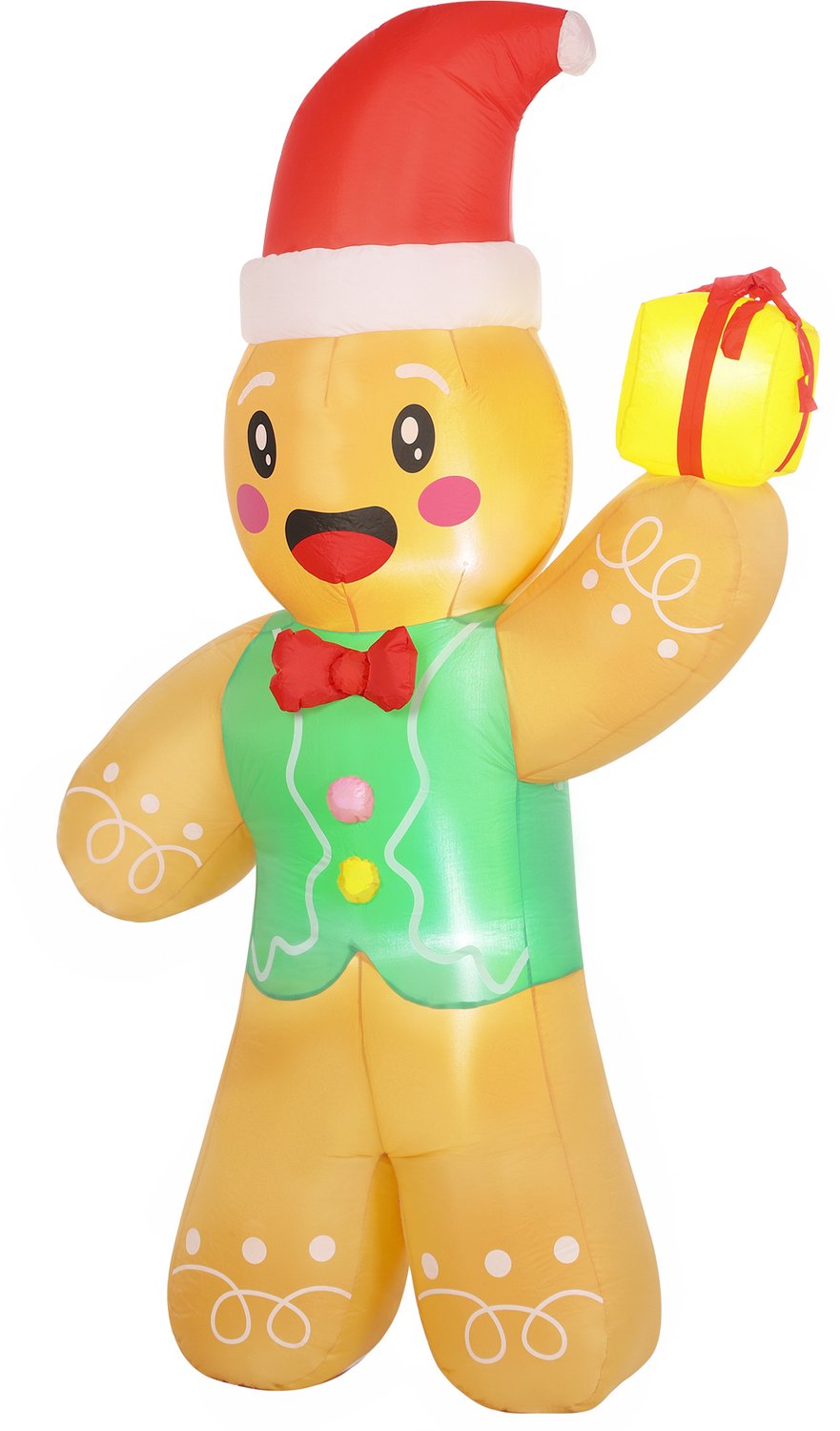 Sunona Opblaasbare Kerstman - 250 cm - Met ledverlichting en cadeau - 135 x 60 x 250 cm - Bunt