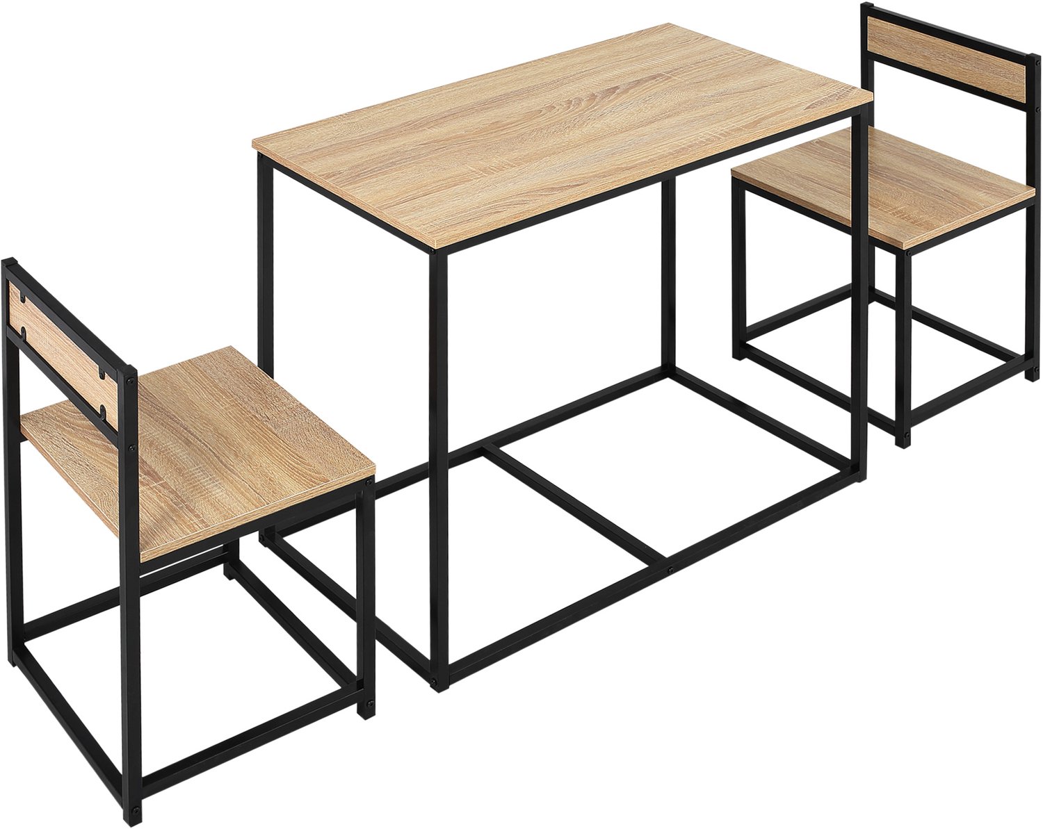 Homona 3-delige eettafelset - Met tafel en 2 stoelen - Industriële stijl - 90 x 47 x 76 cm - Eikenlook Bruin