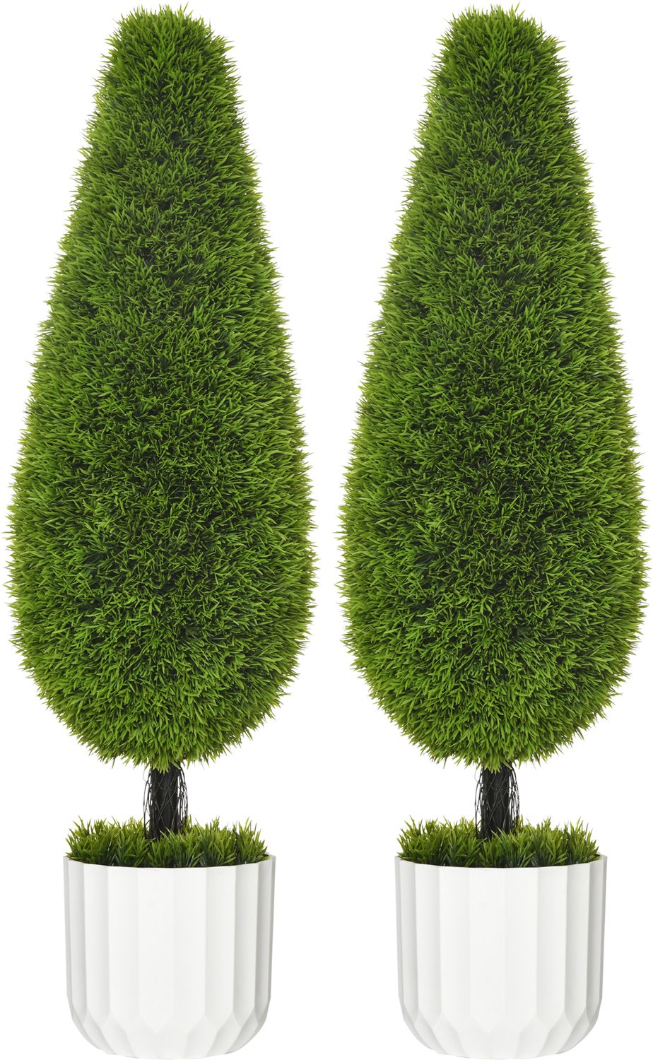 Homona Kunstplant Zypresse - 2-delige set - 90 cm - Groen/Wit Multi